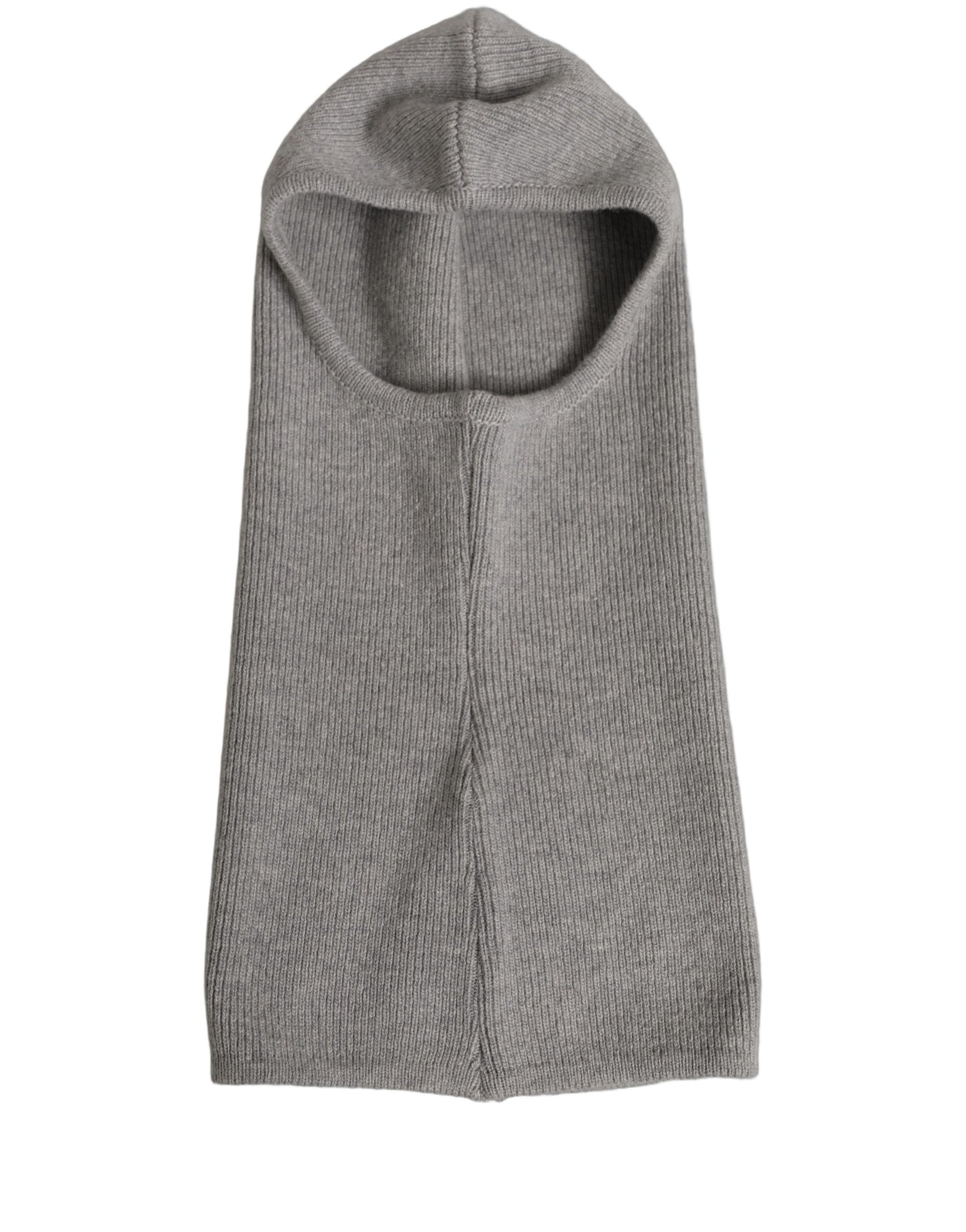 Dolce & Gabbana Men Grey Wool Ribbed Knit Balaclava Wrap One Size Hat | Regal Royce