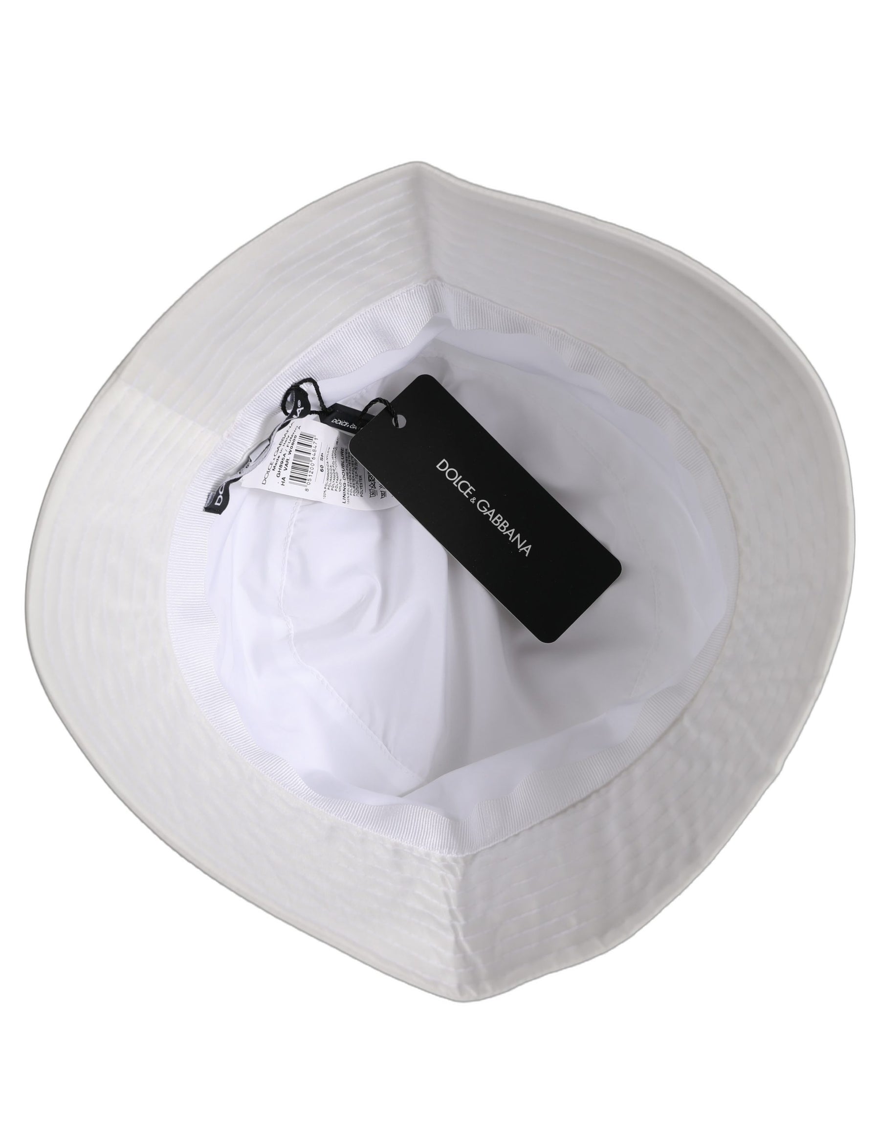 Dolce & Gabbana Men White Nylon Wide Brim Bucket Capello Hat | Regal Royce