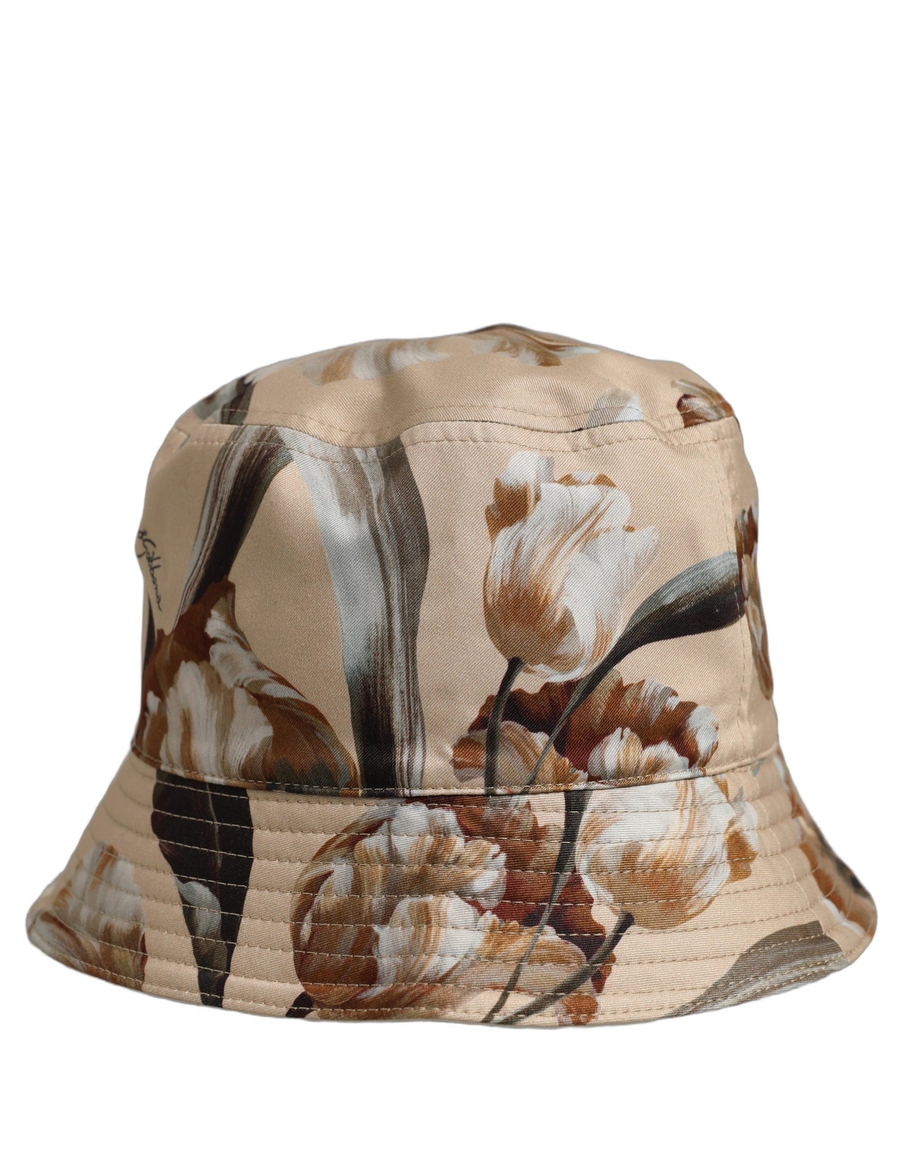 Dolce & Gabbana Men Beige Floral Wide Brim Bucket Capello Hat | Regal Royce