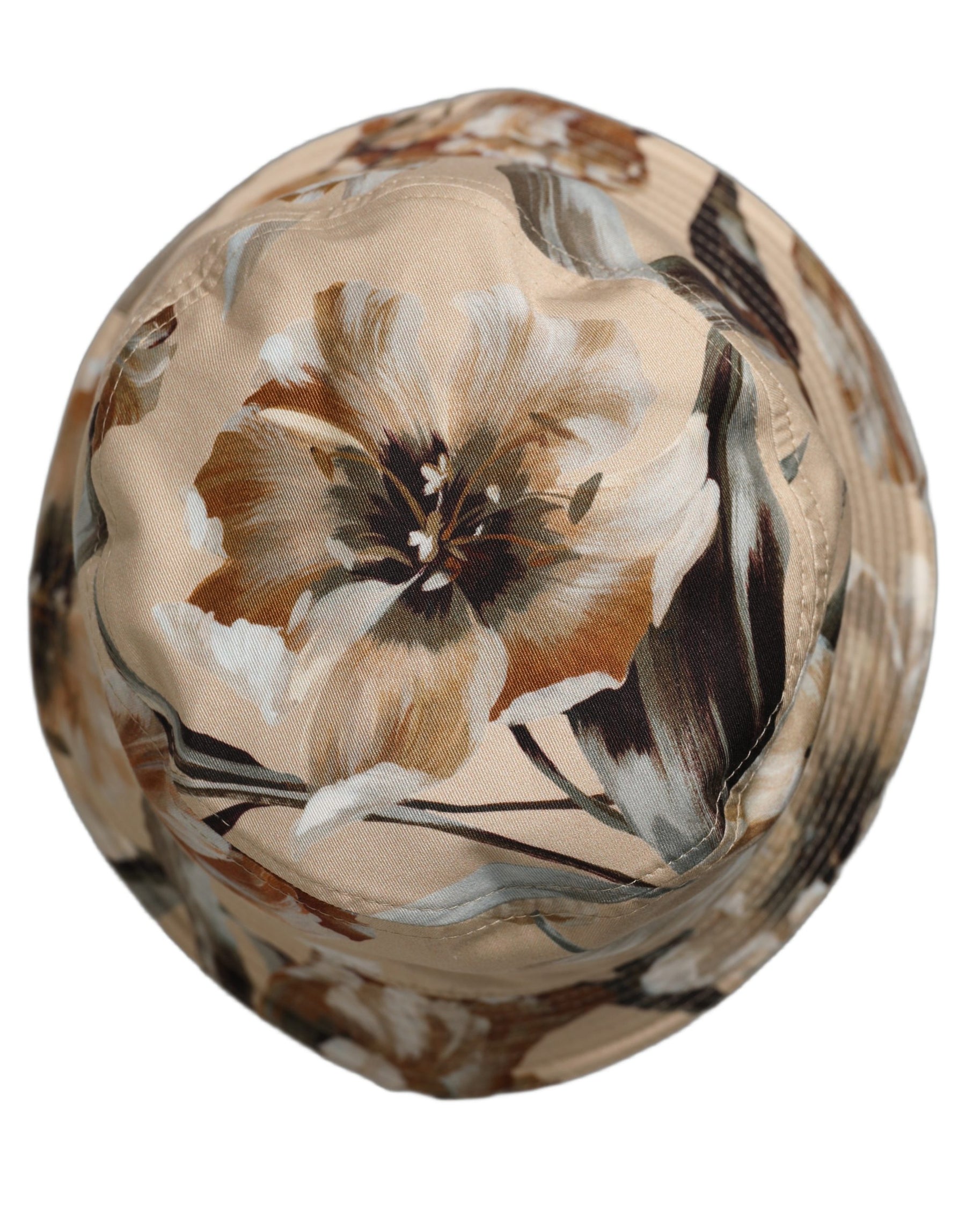 Dolce & Gabbana Men Beige Floral Wide Brim Bucket Capello Hat | Regal Royce