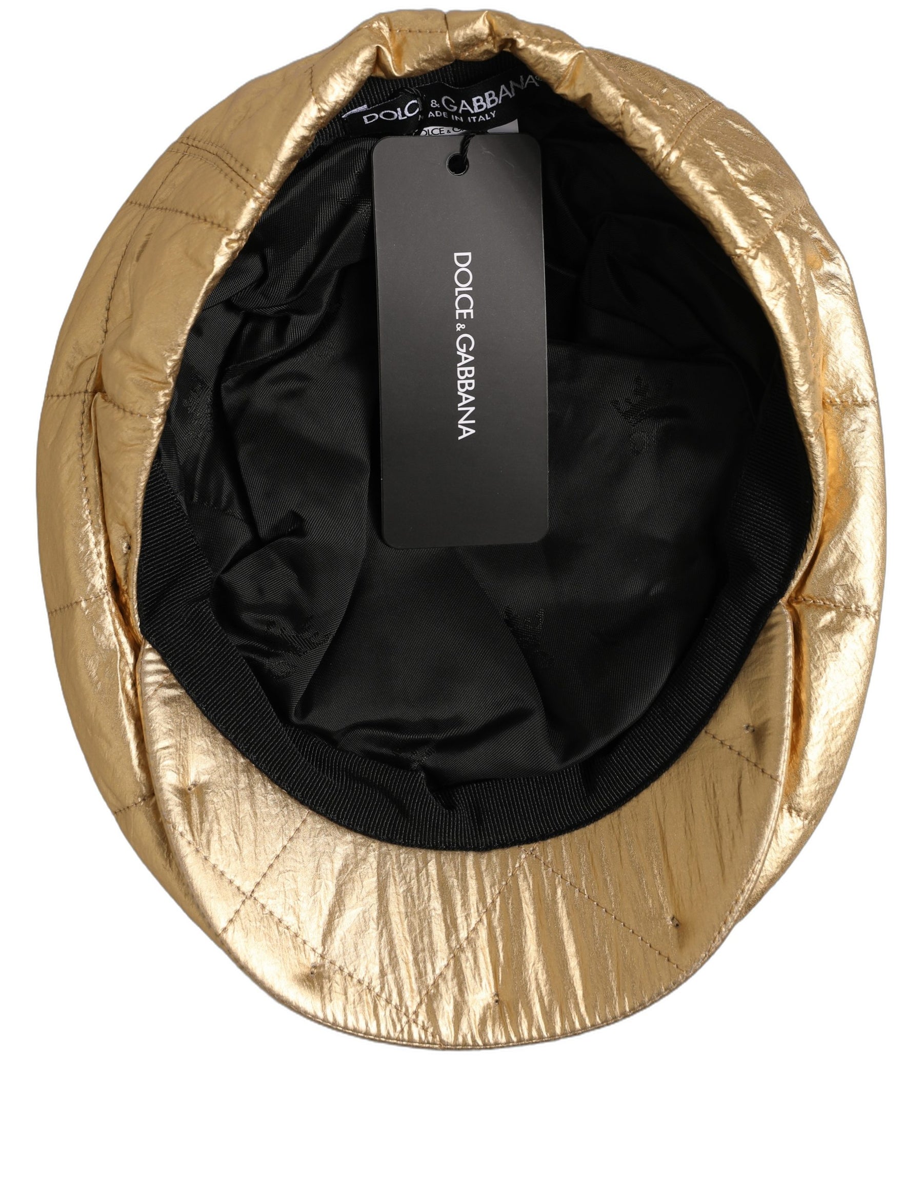 Dolce & Gabbana Men Gold Wide Quilted Newsboy Capello Hat | Regal Royce