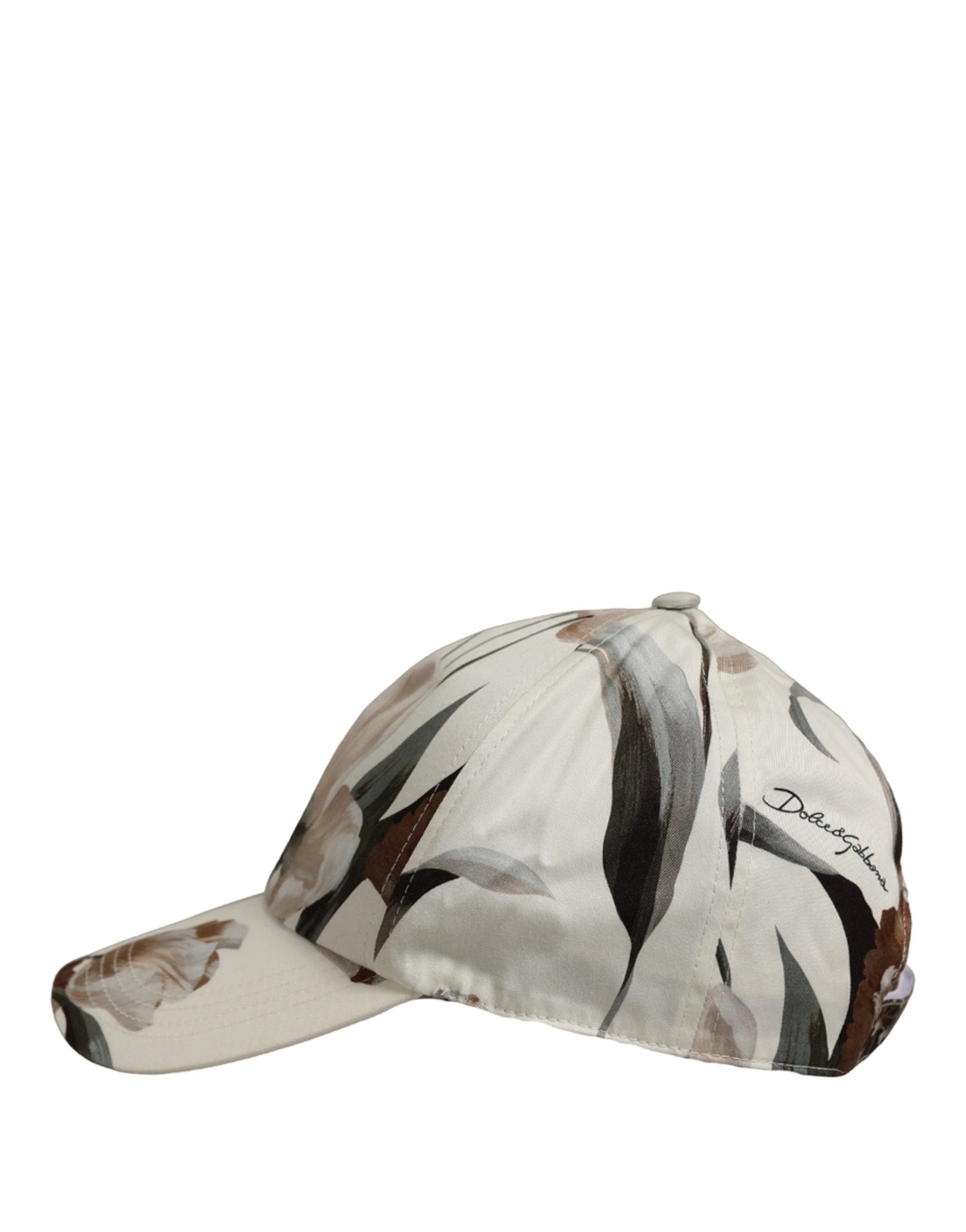 Dolce & Gabbana Men Beige Floral Cotton Baseball Capello Hat | Regal Royce