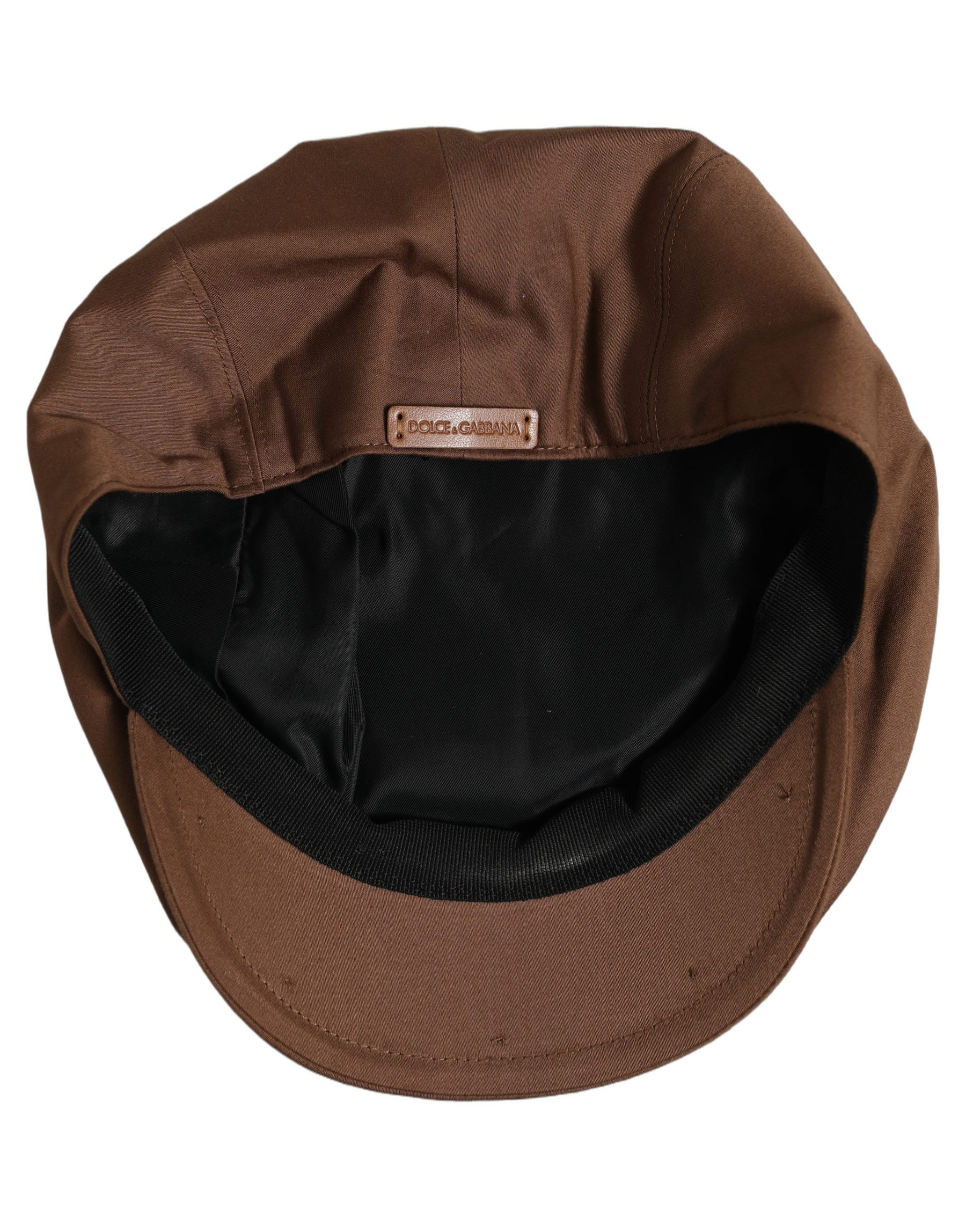 Dolce & Gabbana Men Brown Cotton Newsboy Capello Cabbie Hat | Regal Royce