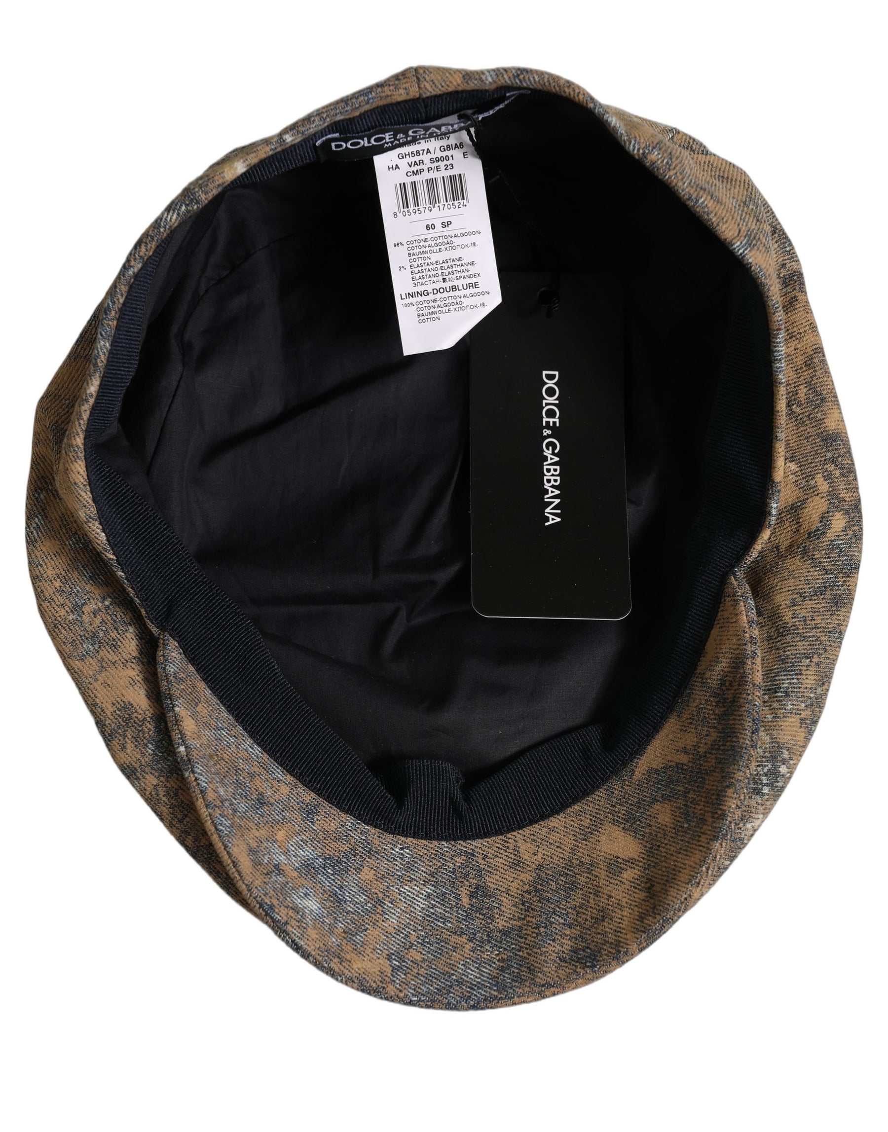 Dolce & Gabbana Men Brown Cotton Newsboy Capello Cabbie Hat | Regal Royce