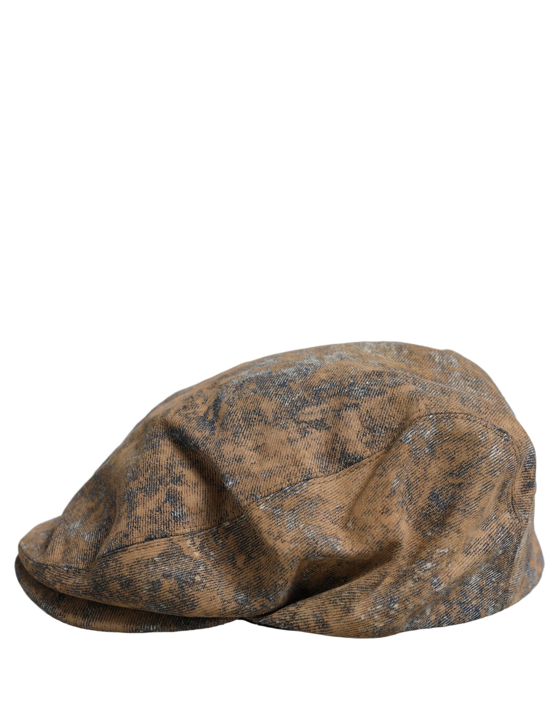 Dolce & Gabbana Men Brown Cotton Newsboy Capello Cabbie Hat | Regal Royce