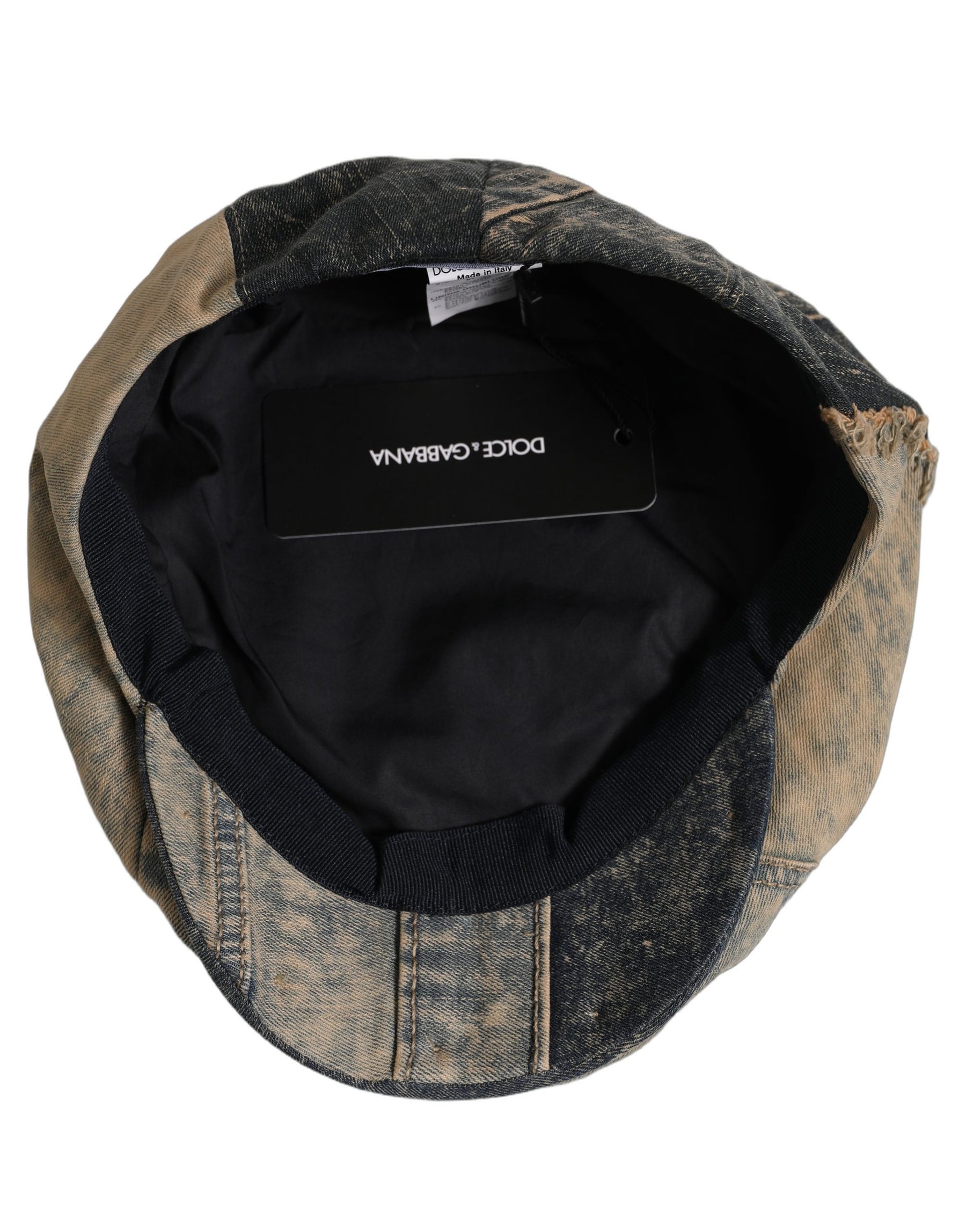 Dolce & Gabbana Brown Cotton Denim Newsboy Capello Cabbie Hat | Regal Royce