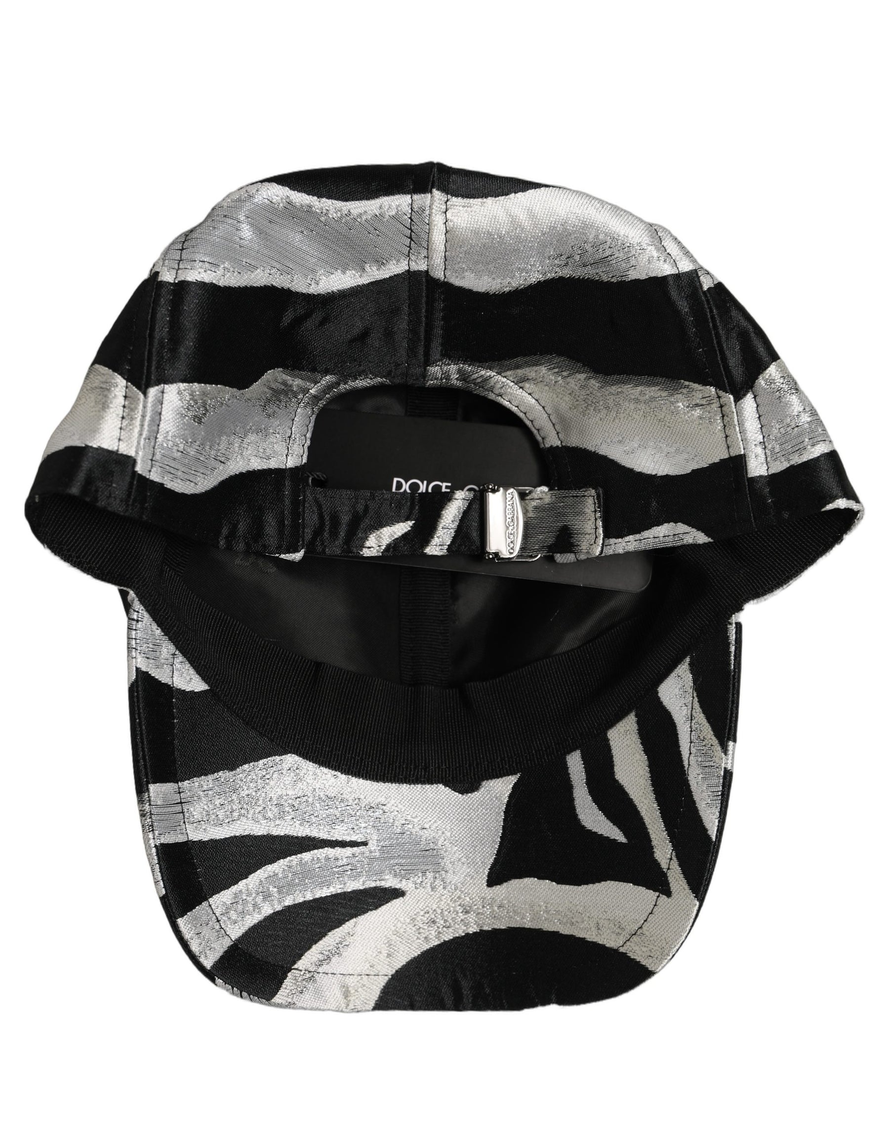 Dolce & Gabbana Men Black Silver Zebra Pattern Baseball Cap Hat | Regal Royce