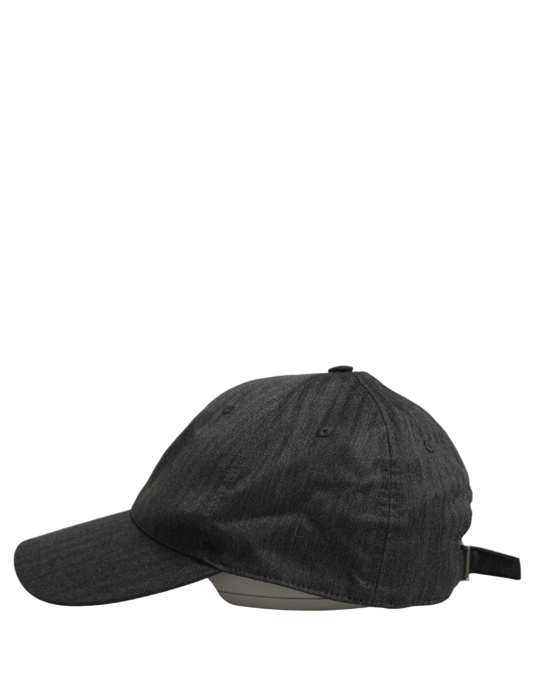 Dolce & Gabbana Men Dark Gray Herringbone Baseball Cap Hat | Regal Royce