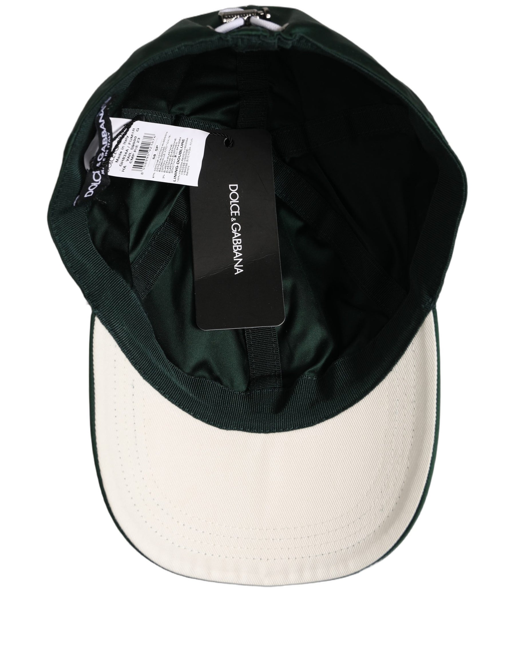 Dolce & Gabbana Men Deep Green Cotton Baseball Cap 6 Panels Hat | Regal Royce