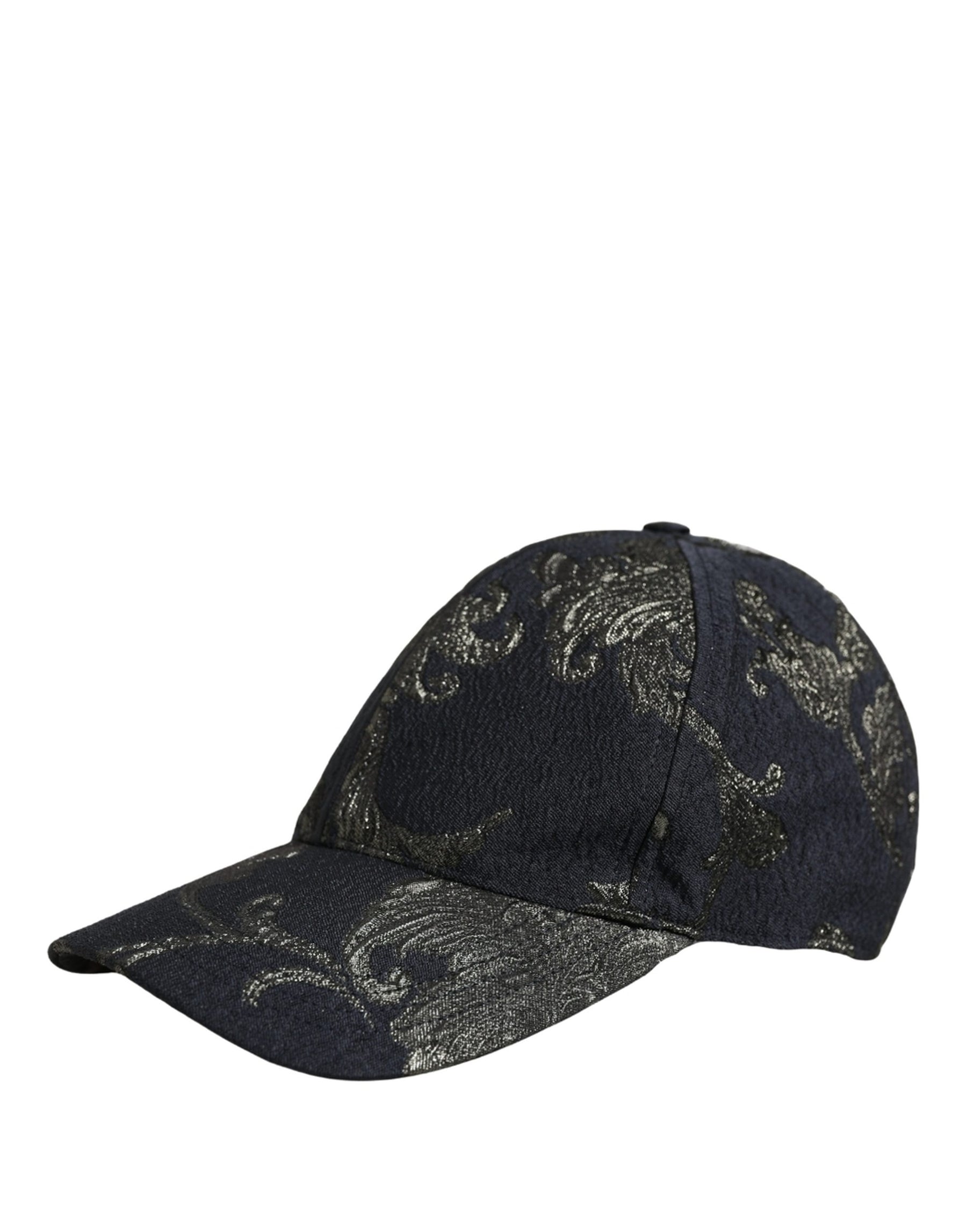 Dolce & Gabbana Men Black Floral Barocco Cotton Baseball Cap Hat | Regal Royce