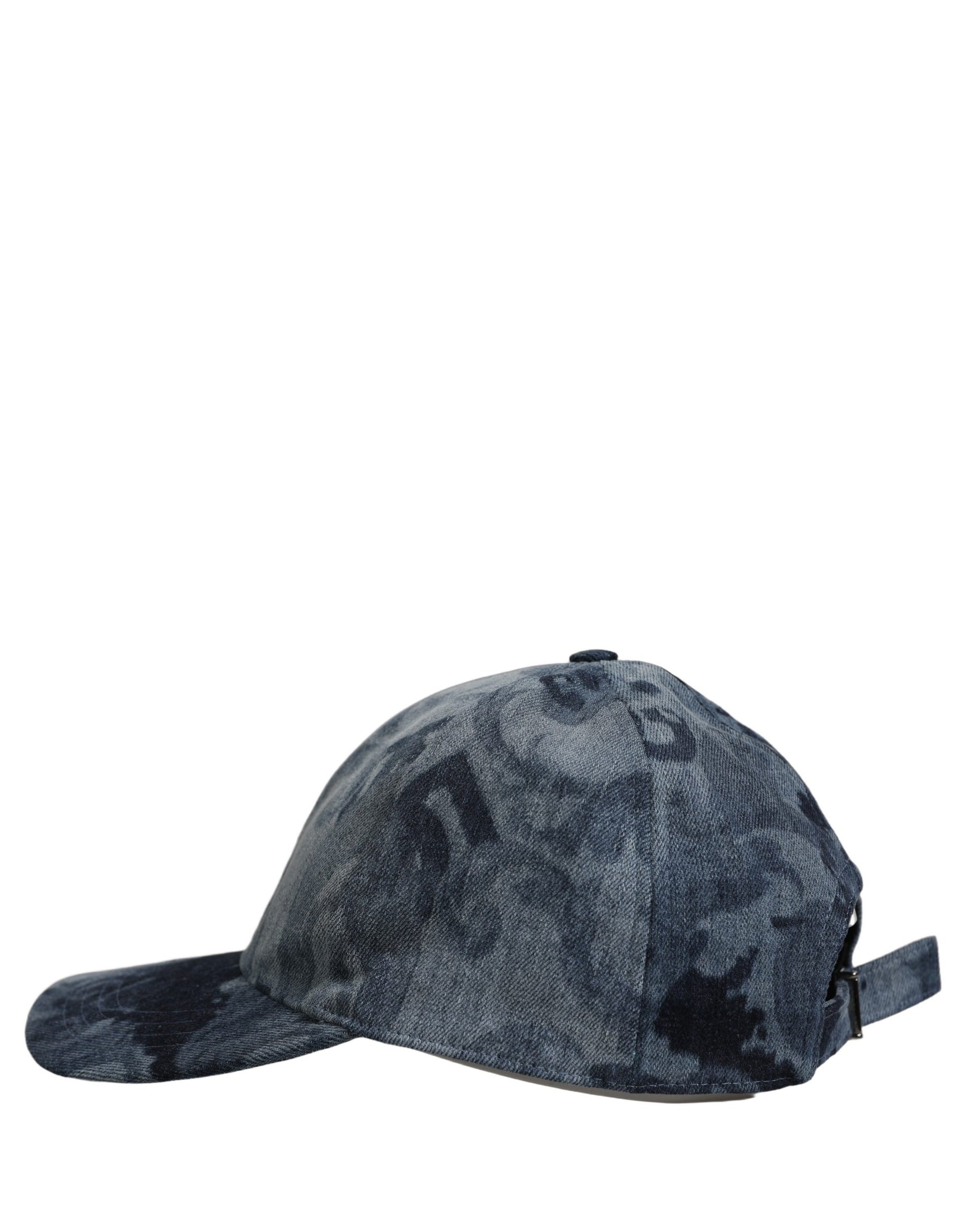 Dolce & Gabbana Men Blue All Over Logo Cotton Baseball Cap Hat | Regal Royce