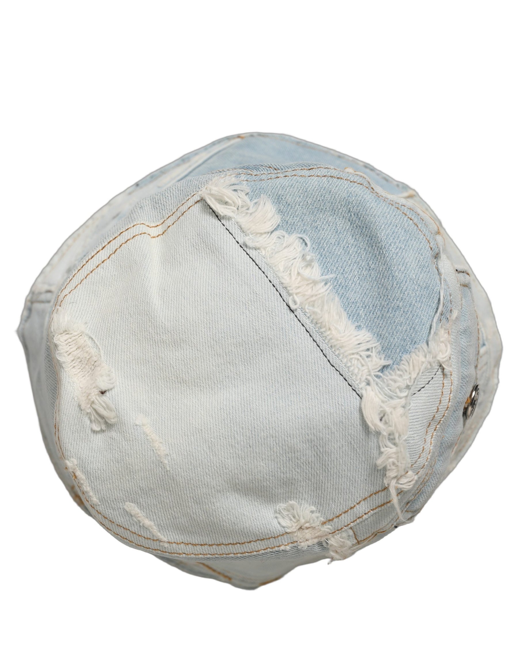 Dolce & Gabbana Men Blue Patchwork Cotton Denim Bucket Cap Hat | Regal Royce