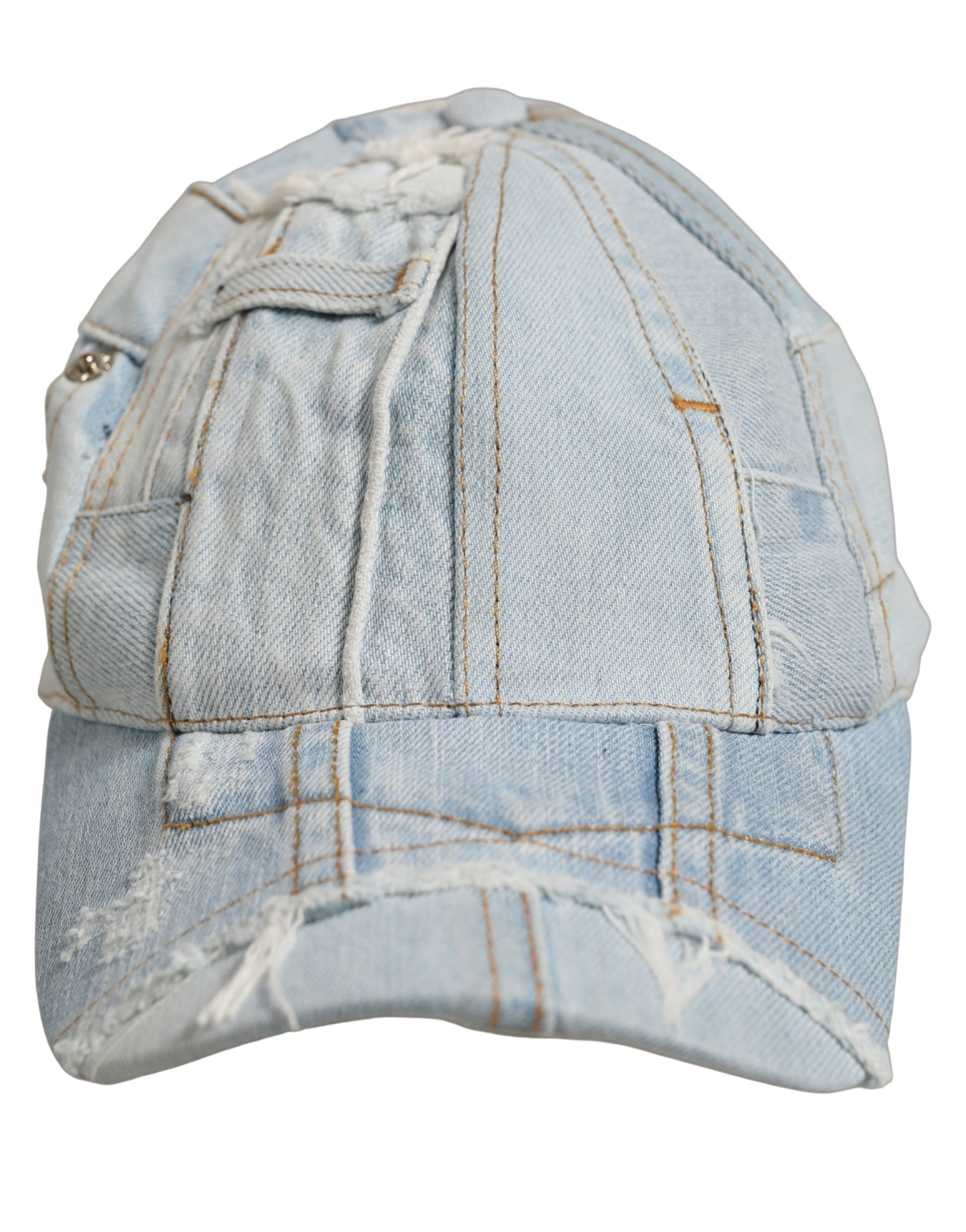 Dolce & Gabbana Men Blue Patchwork Cotton Denim Baseball Cap Hat | Regal Royce