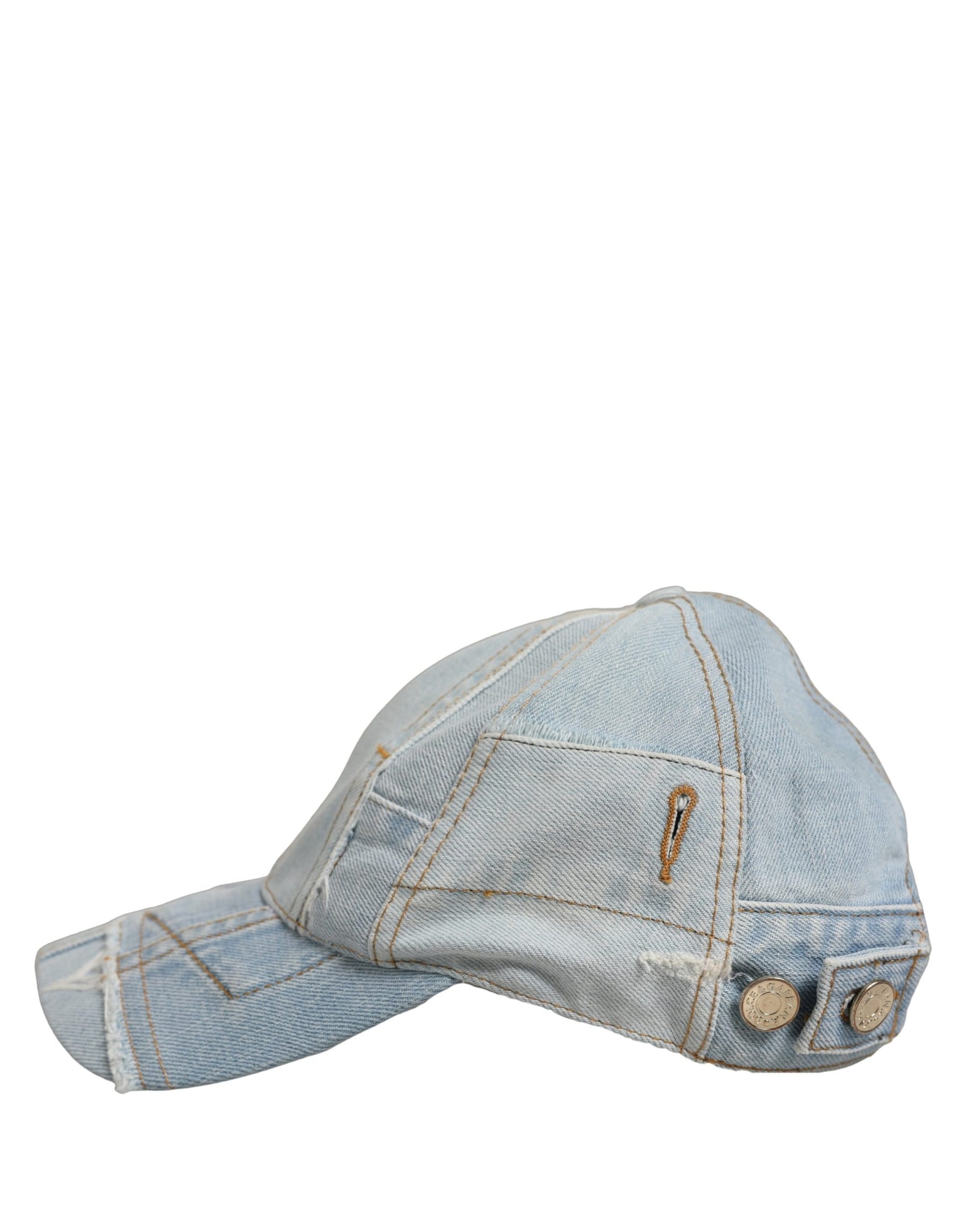 Dolce & Gabbana Men Blue Patchwork Cotton Denim Baseball Cap Hat | Regal Royce