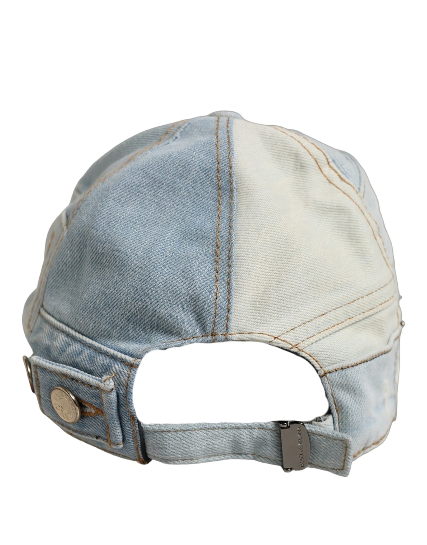 Dolce & Gabbana Men Blue Patchwork Cotton Denim Baseball Cap Hat | Regal Royce