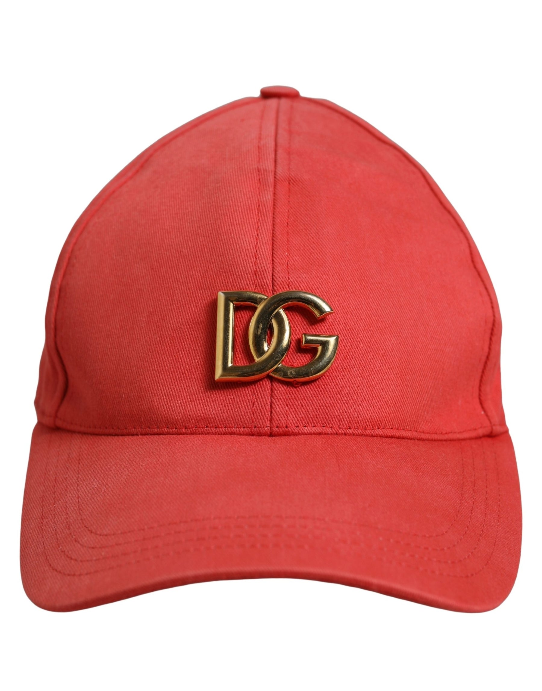 Dolce & Gabbana Men Red Cotton DG Logo Plaque Baseball Cap Hat | Regal Royce