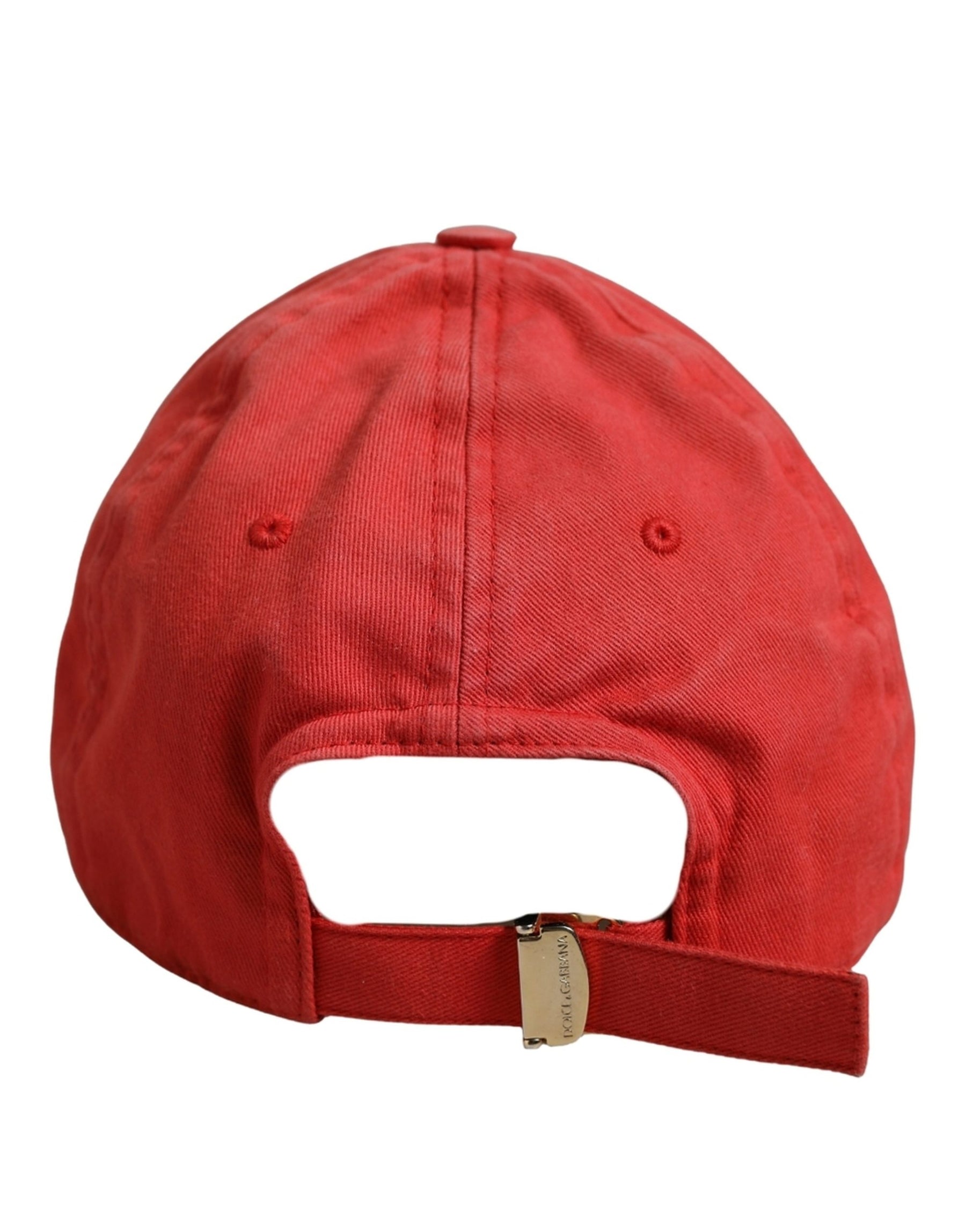 Dolce & Gabbana Men Red Cotton DG Logo Plaque Baseball Cap Hat | Regal Royce