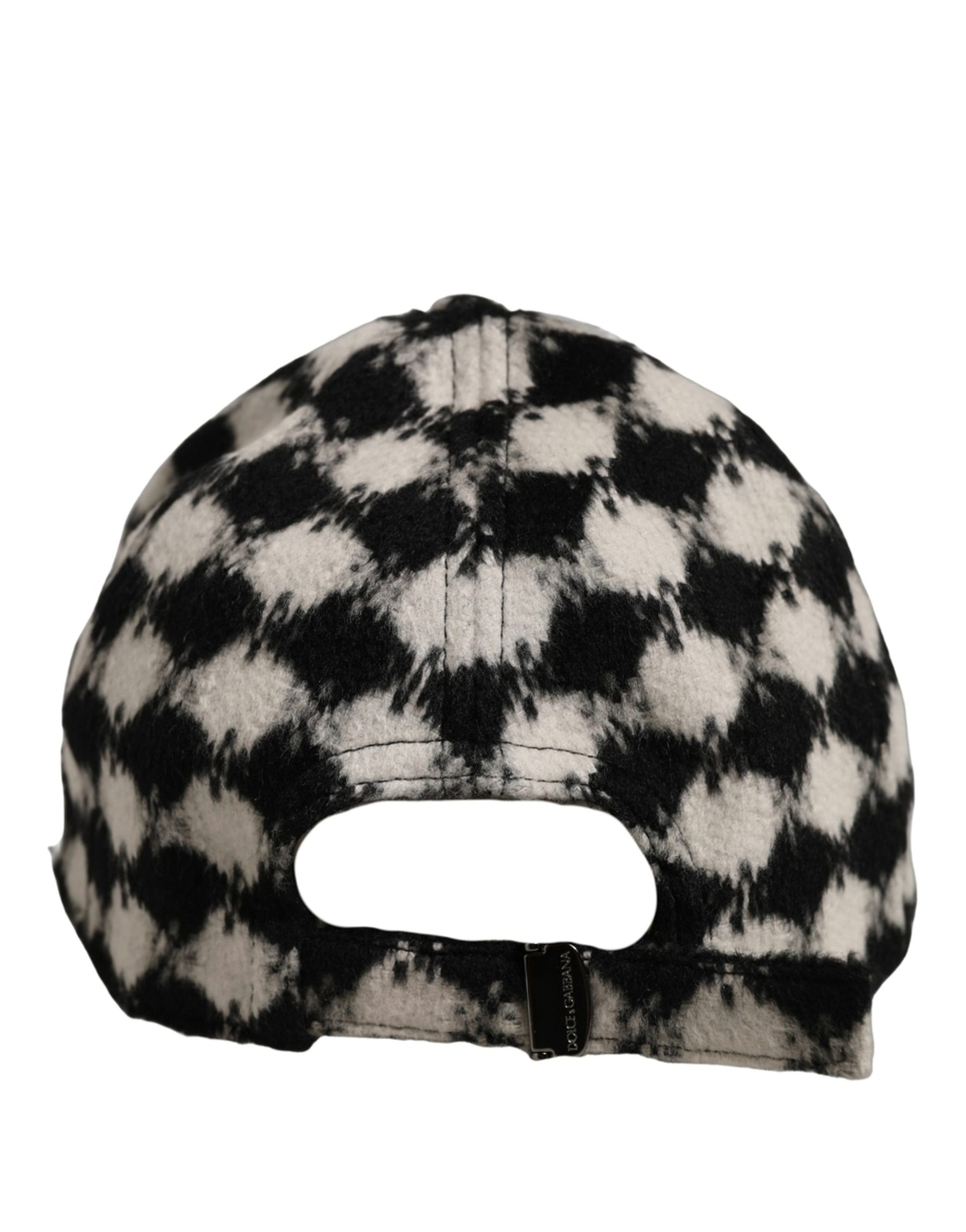 Dolce & Gabbana Men Black White Diamond Wool Baseball Cap Hat | Regal Royce
