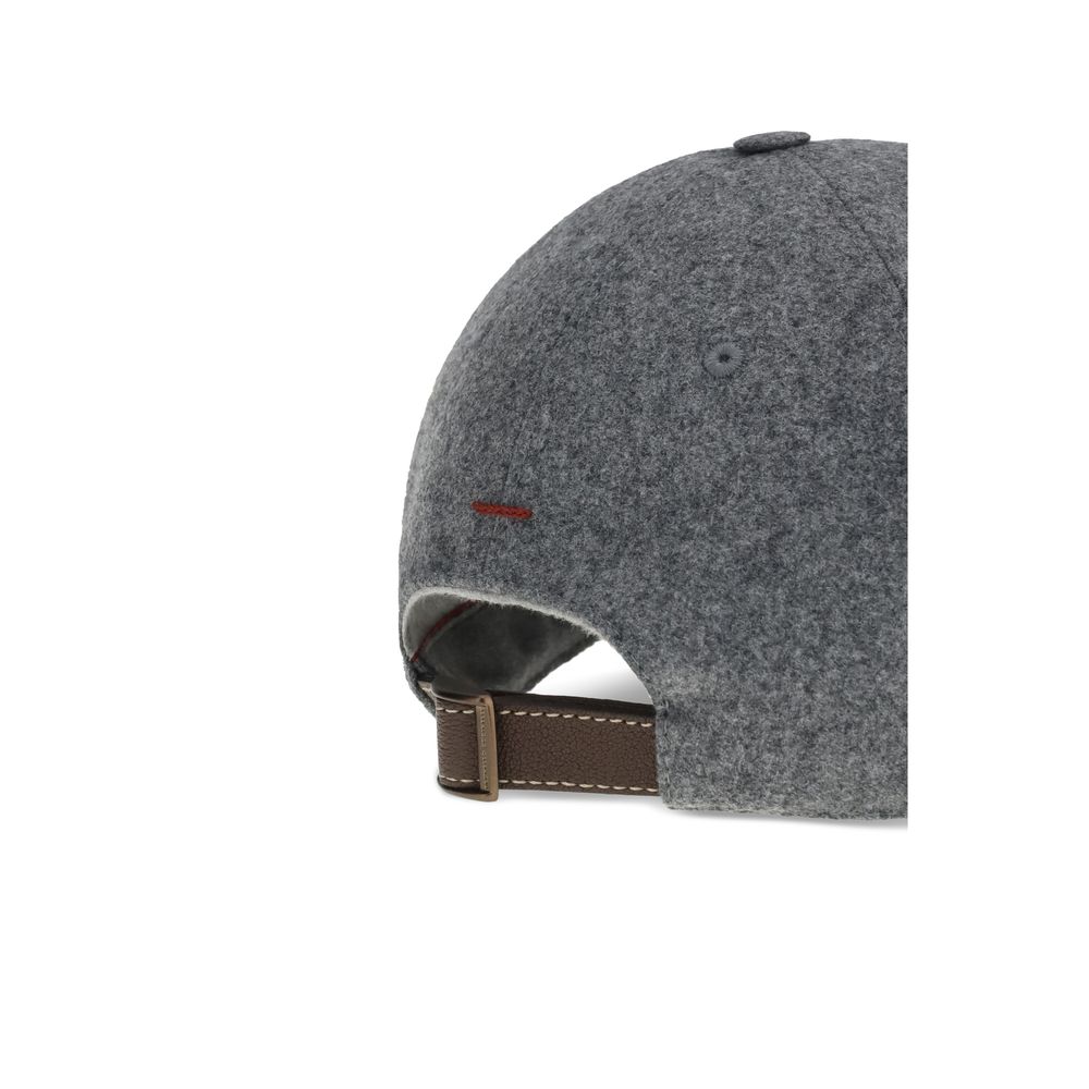 Brunello Cucinelli Gray Wool Oves Aries Cap (Baseball Hat) | Regal Royce