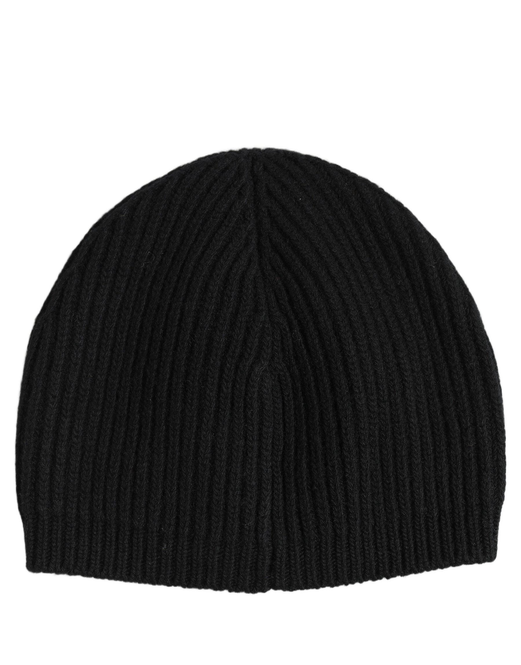 Dolce & Gabbana Men Black Wool Knitted Winter Beanie Capello One Size Hat | Regal Royce