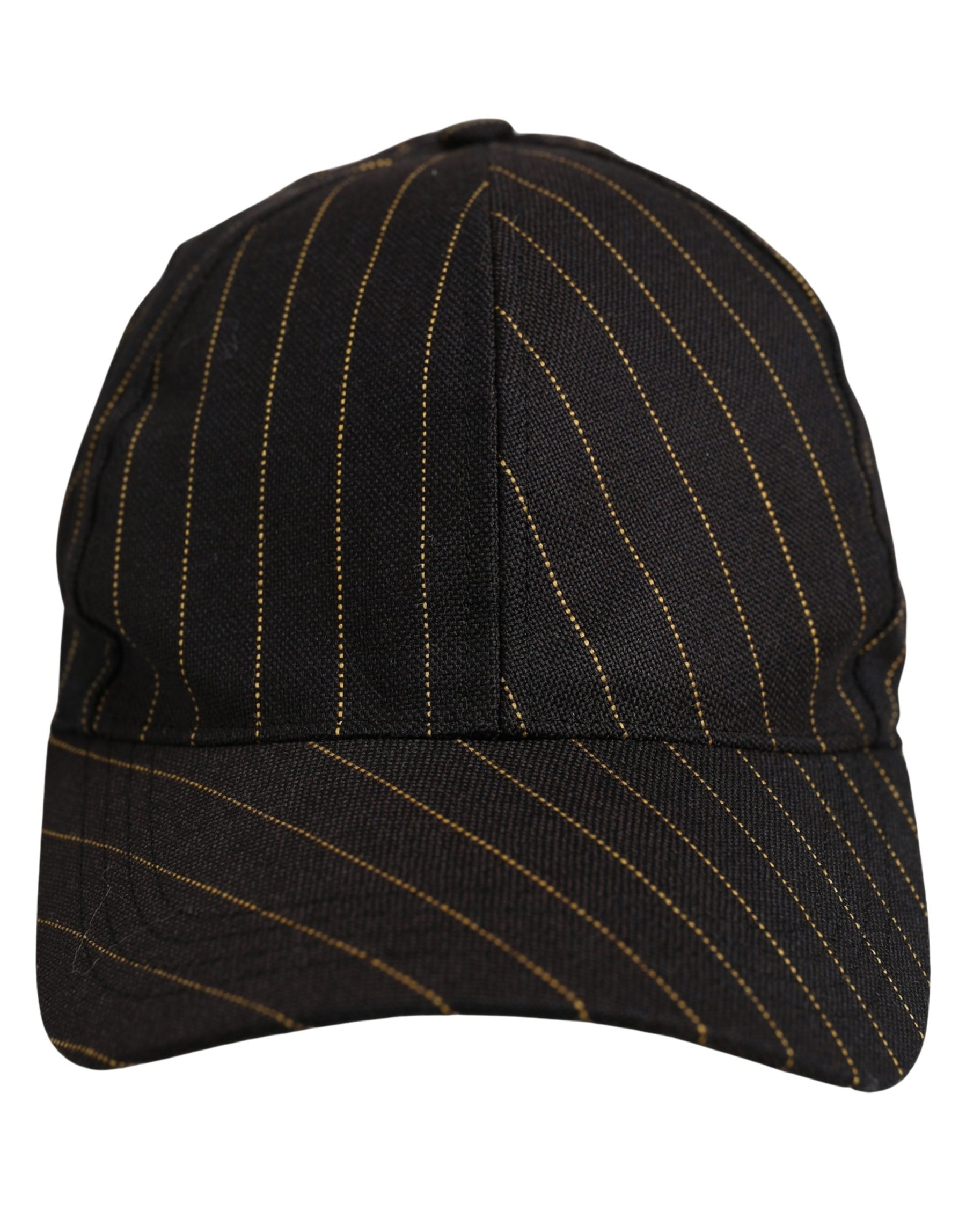 Dolce & Gabbana Black Gold Pinstriped Cotton Baseball Cap Hat | Regal Royce