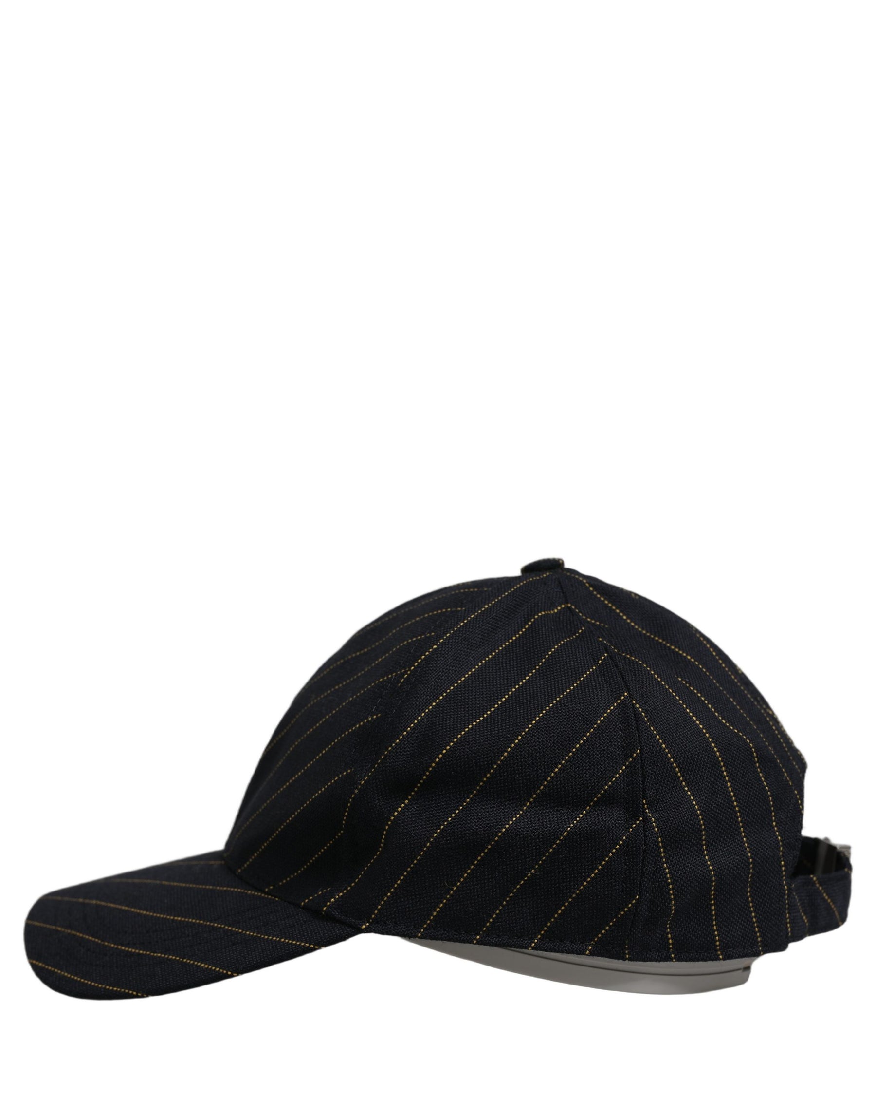 Dolce & Gabbana Black Gold Pinstriped Cotton Baseball Cap Hat | Regal Royce