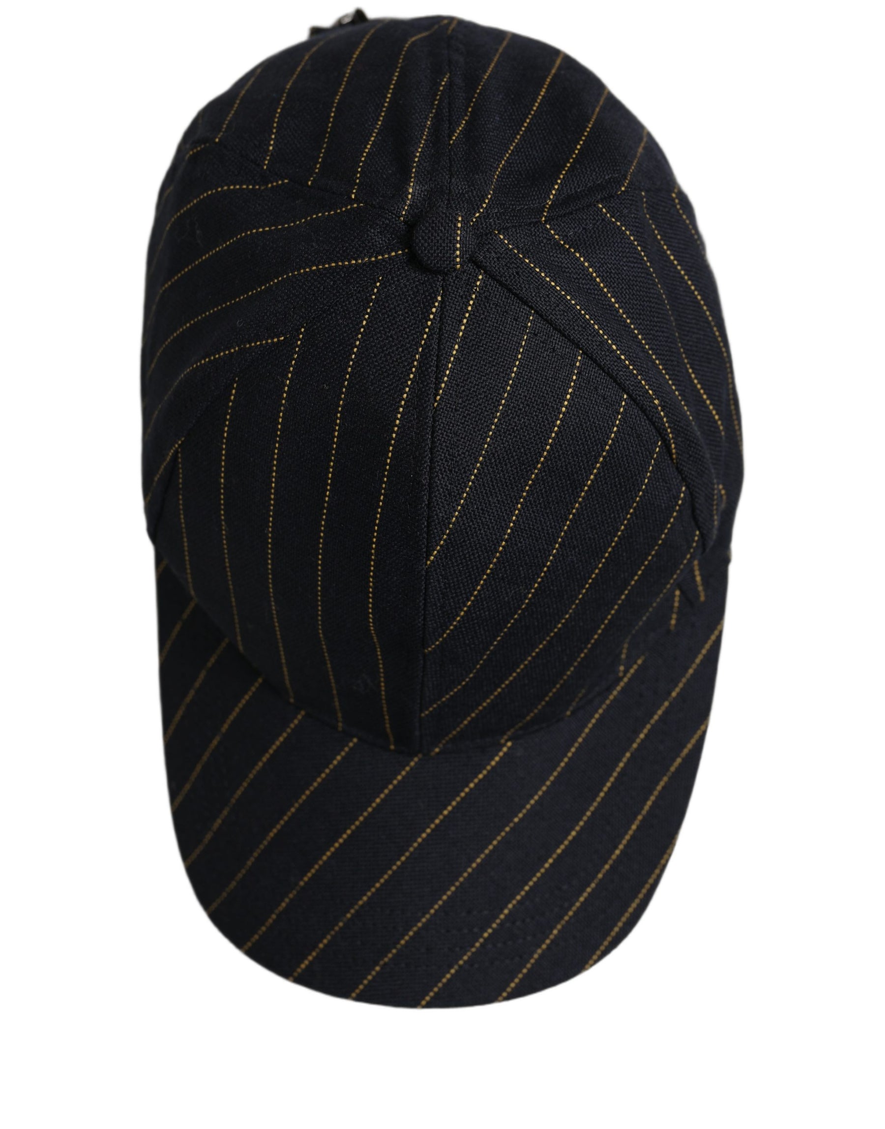 Dolce & Gabbana Black Gold Pinstriped Cotton Baseball Cap Hat | Regal Royce