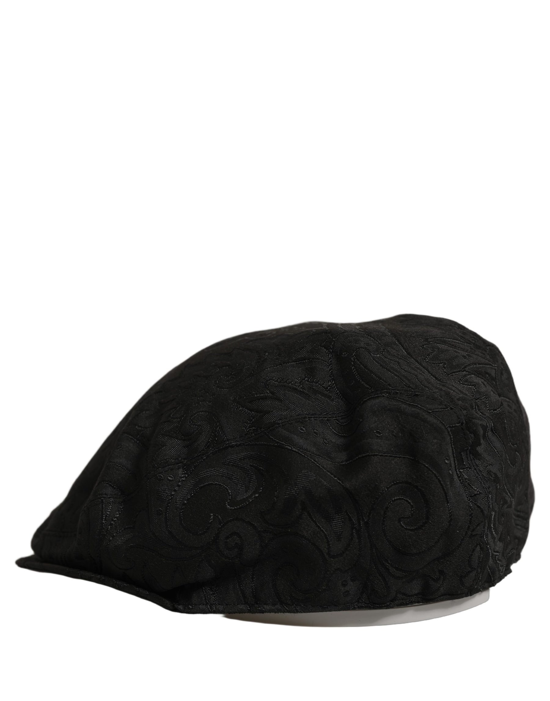Dolce & Gabbana Men Black Floral Jacquard Newsboy Capello Hat | Regal Royce