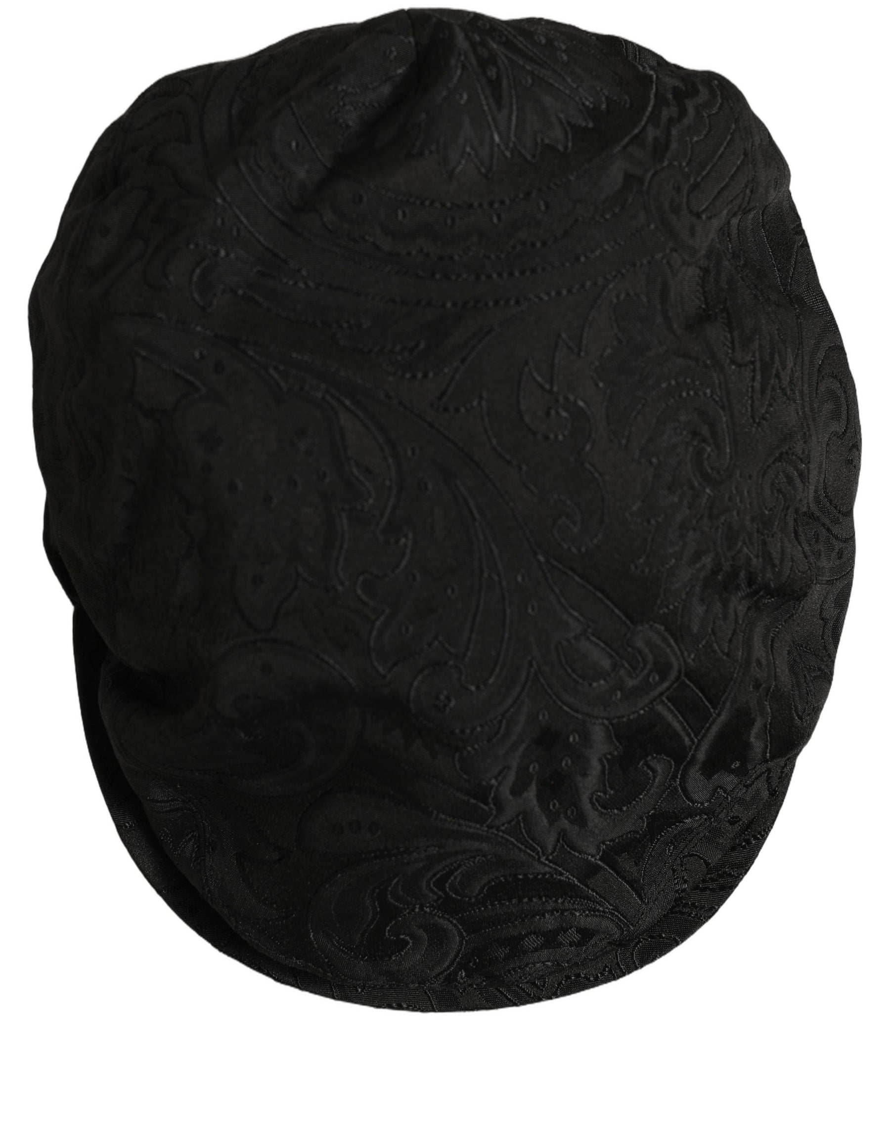 Dolce & Gabbana Men Black Floral Jacquard Newsboy Capello Hat | Regal Royce