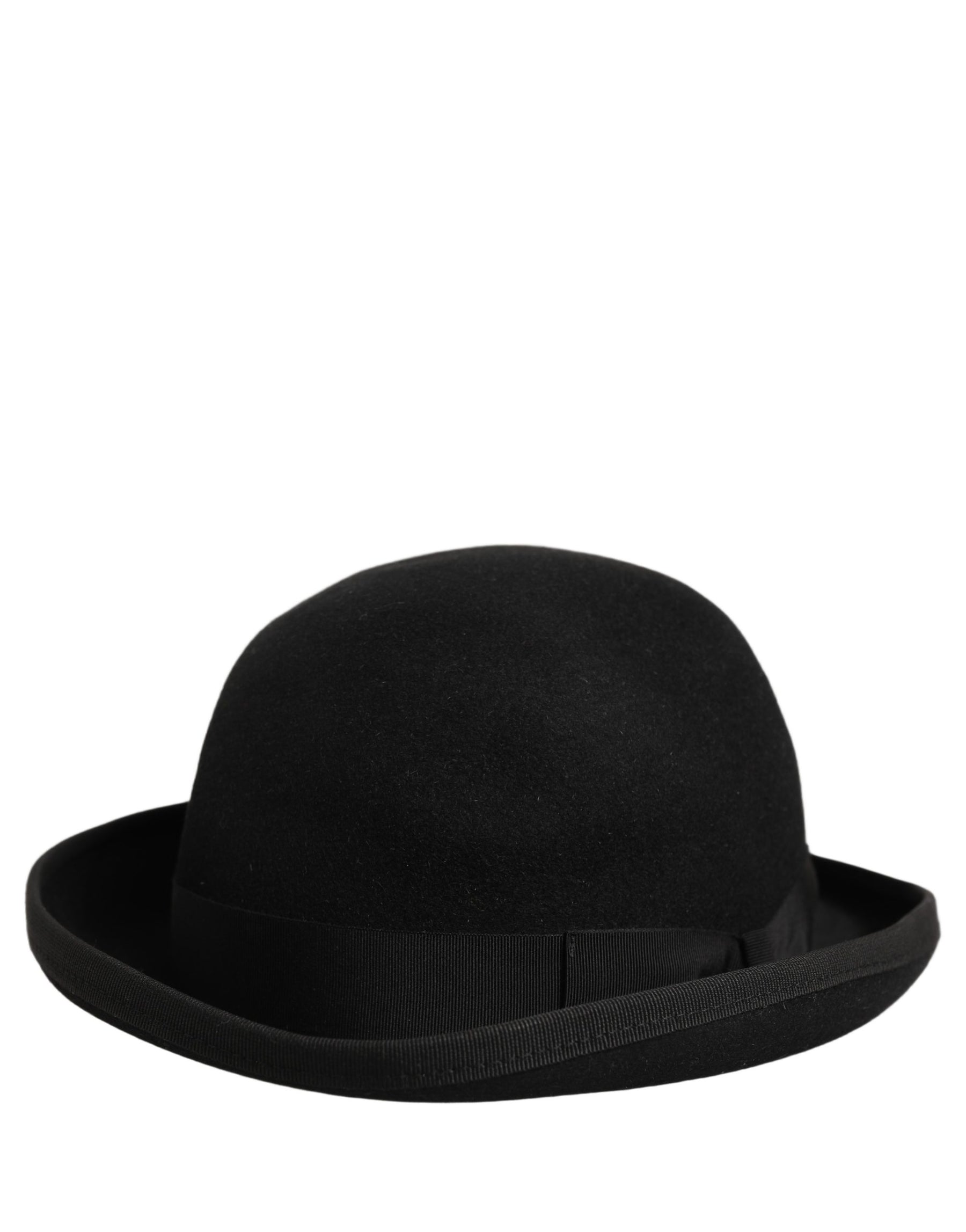 Dolce & Gabbana Men Black Rabbit Fur Felt Bowler Capello Hat | Regal Royce