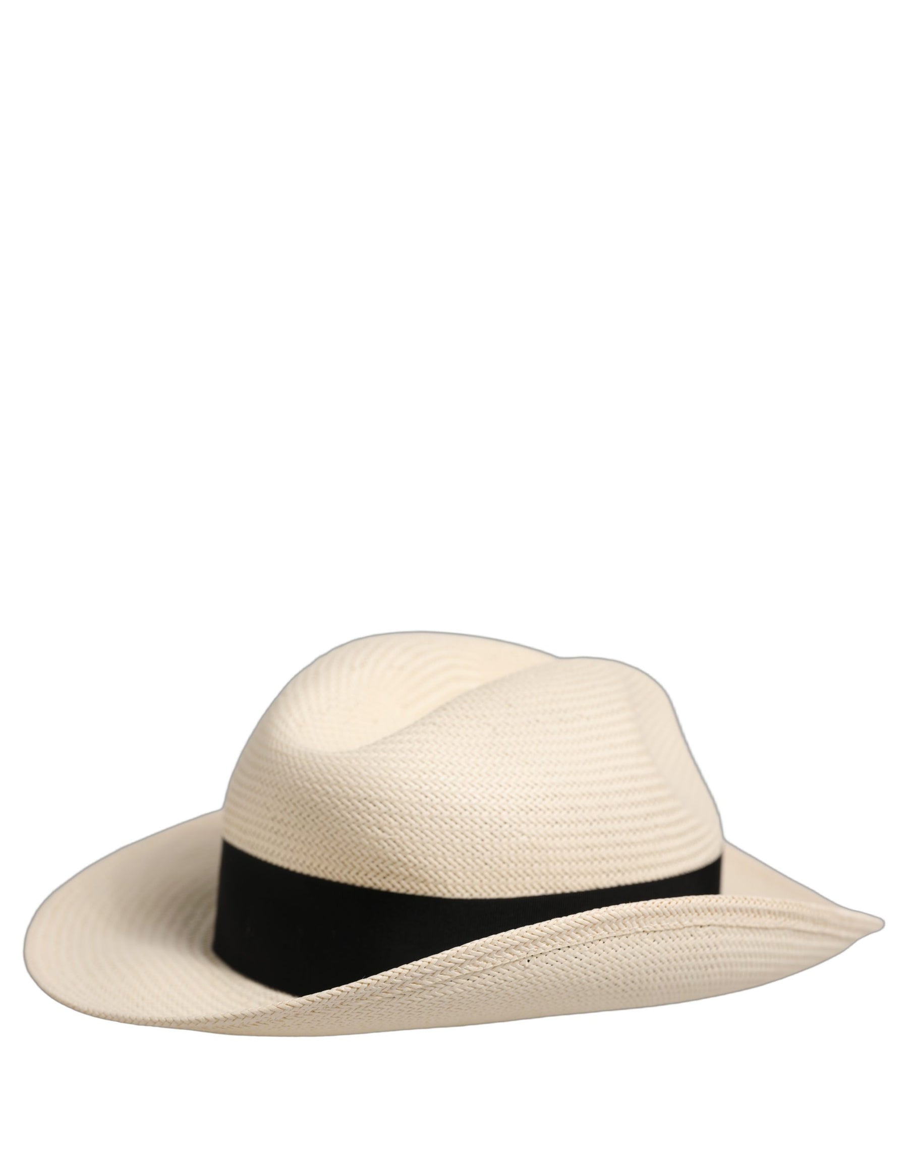 Dolce & Gabbana Men White Paper Straw Fedora Panama Capello Hat | Regal Royce