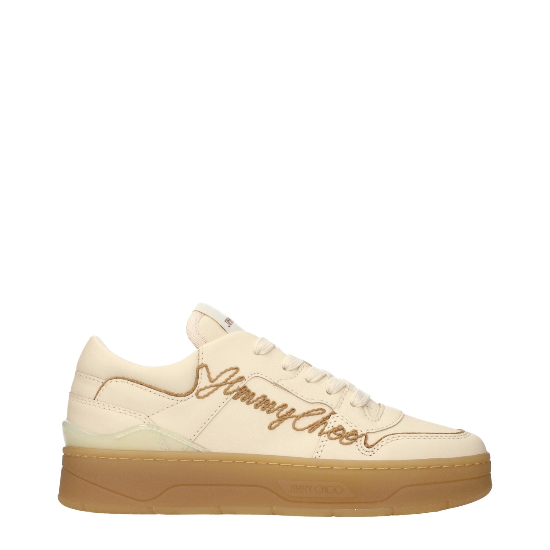 Jimmy Choo Beige Leather Low Top Sneakers | Regal Royce