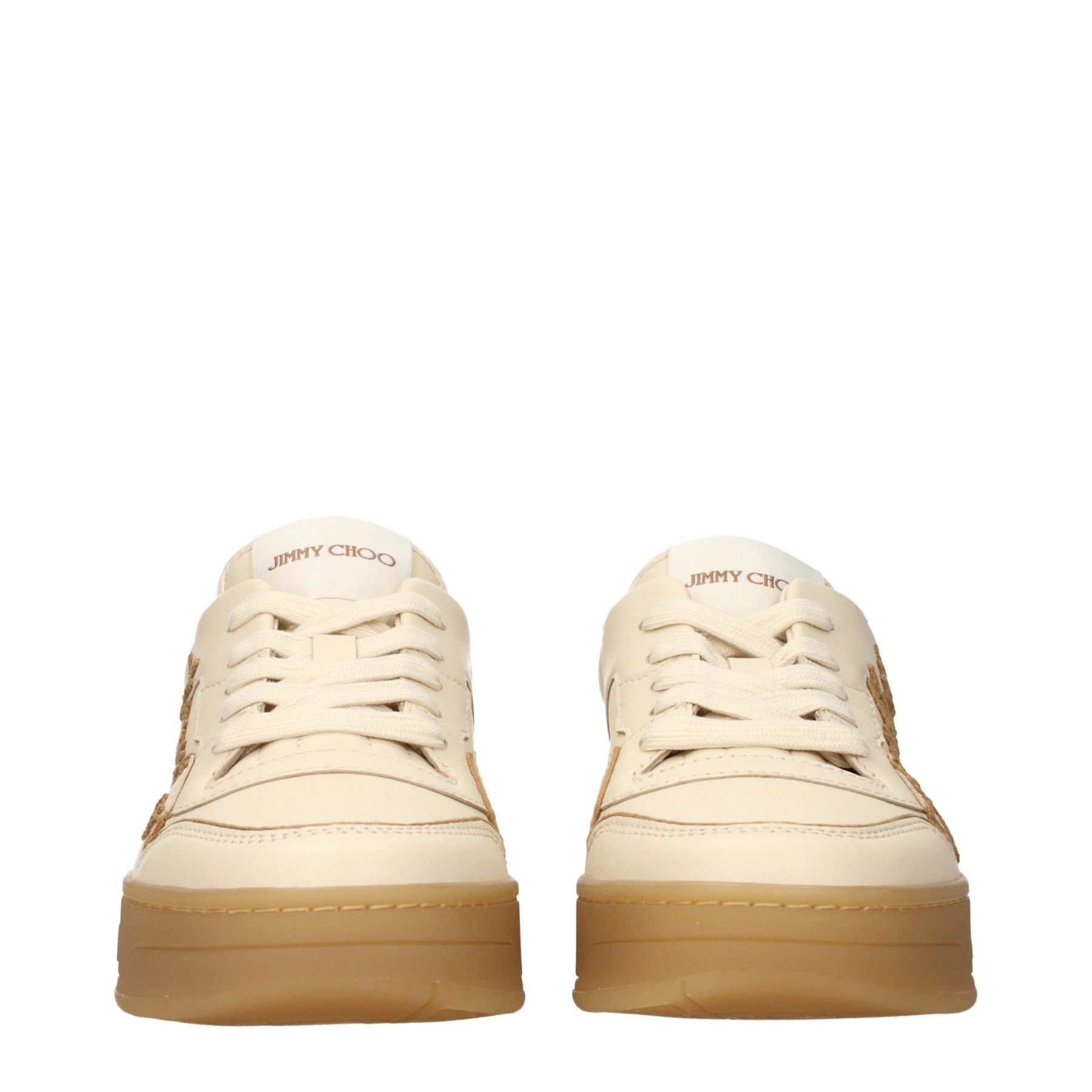 Jimmy Choo Beige Leather Low Top Sneakers | Regal Royce