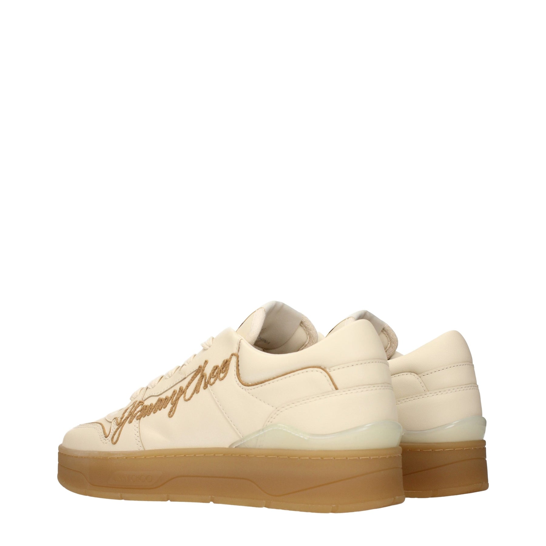 Jimmy Choo Beige Leather Low Top Sneakers | Regal Royce