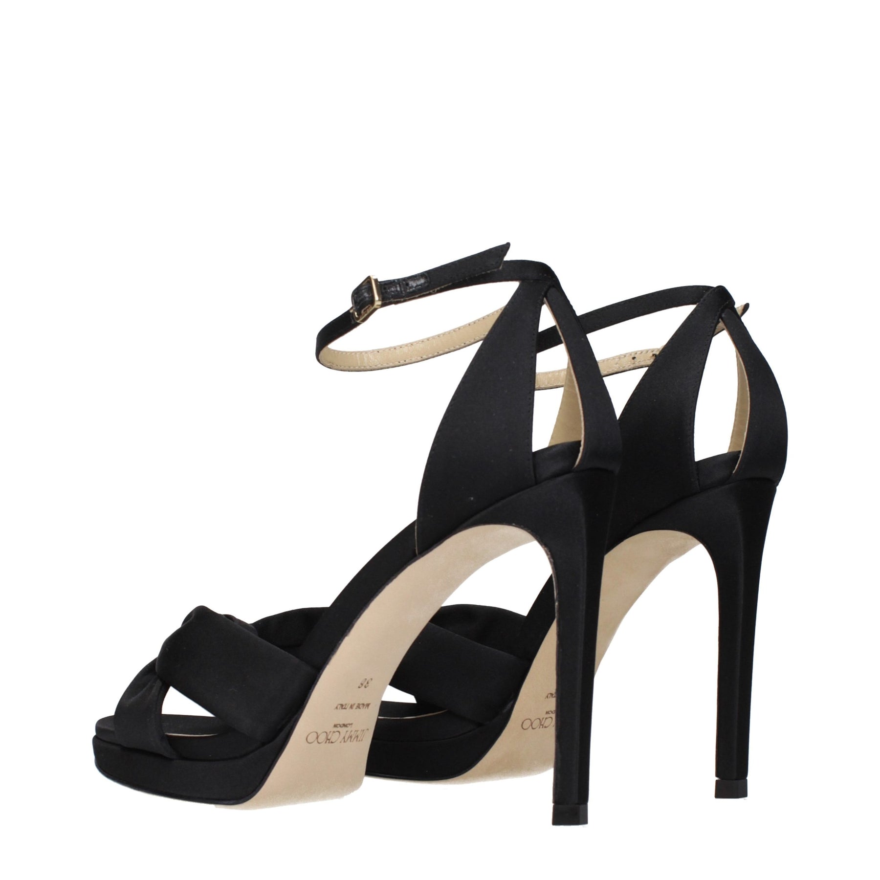 Jimmy Choo Black Satin Platform Sandals | Regal Royce