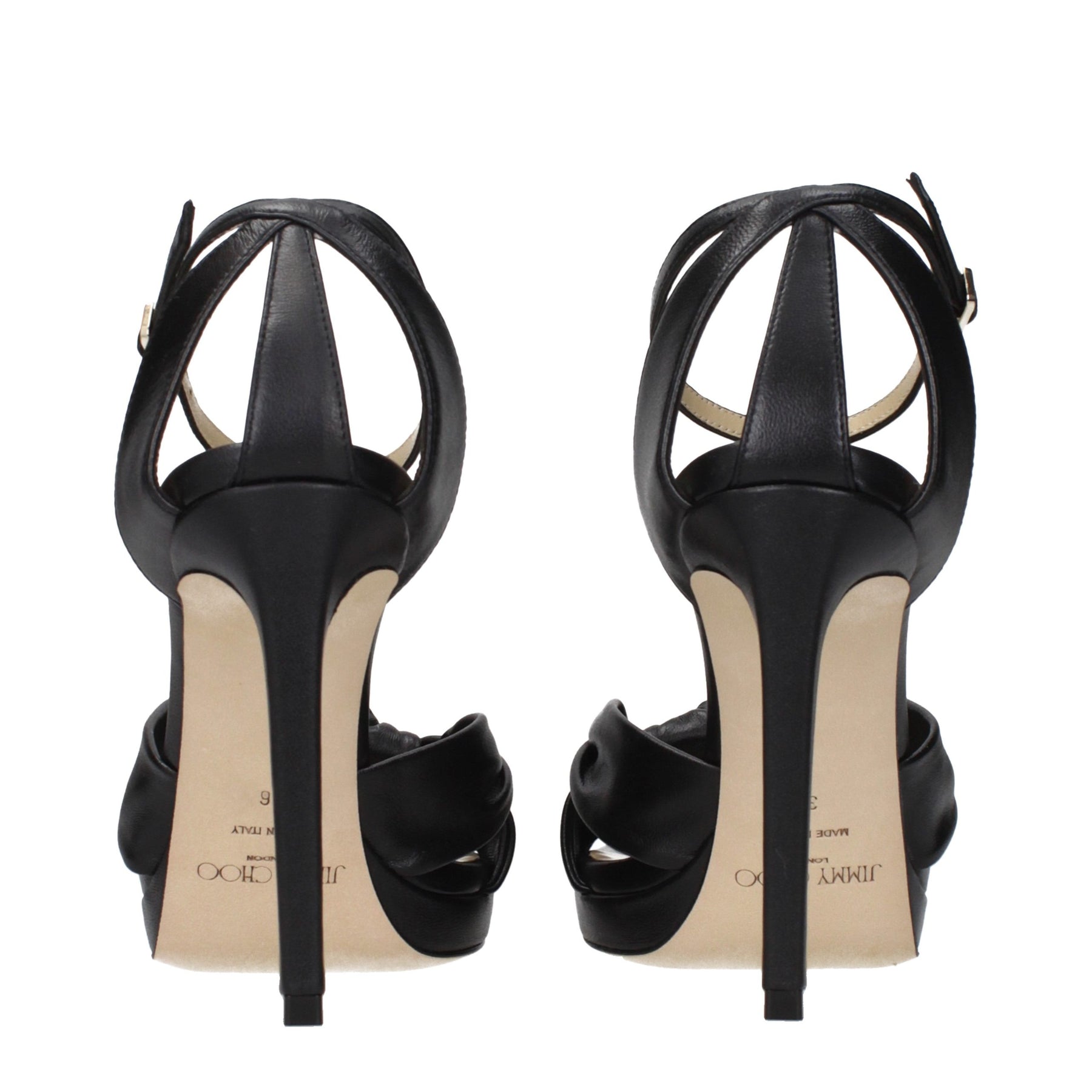 Jimmy Choo Black Leather Platform Sandals | Regal Royce