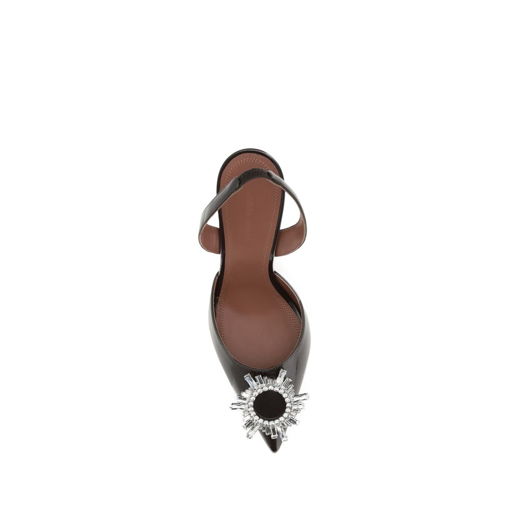 Amina Muaddi Brown Calf Leather Bos Taurus High Heel Pumps | Regal Royce