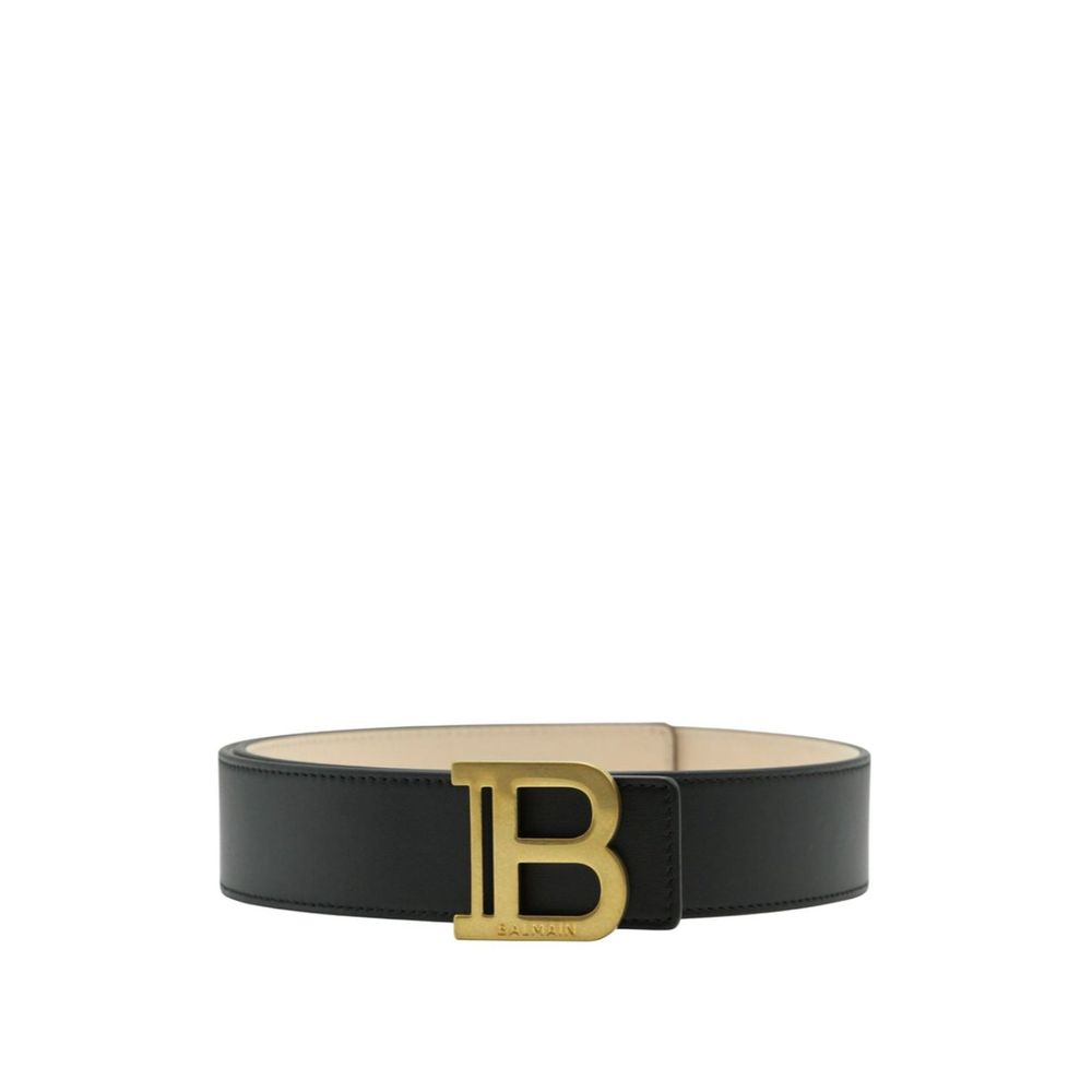 Balmain Black Leather Regular Belt | Regal Royce
