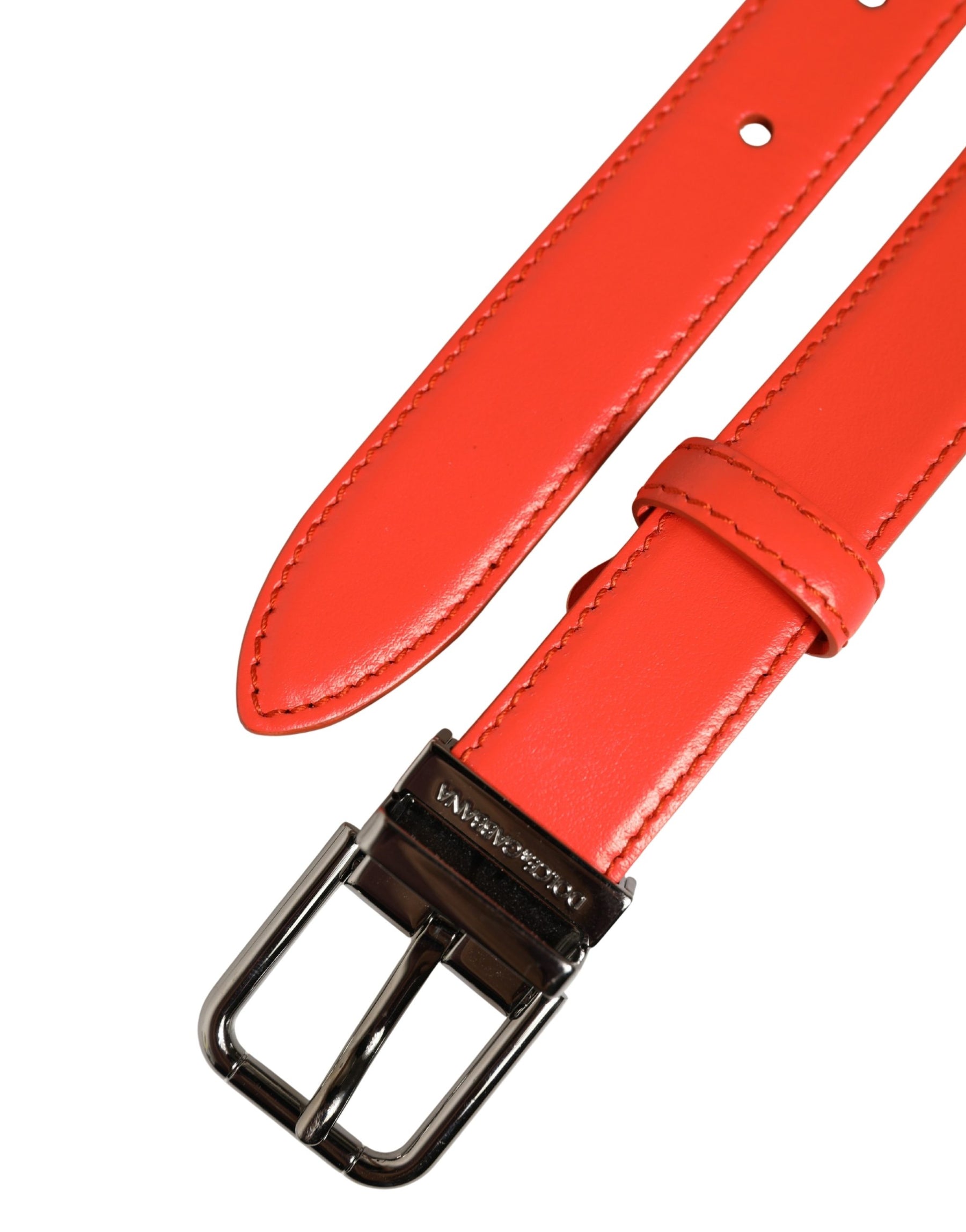 Dolce & Gabbana Red Leather Silver Metal Buckle Cintura Belt | Regal Royce