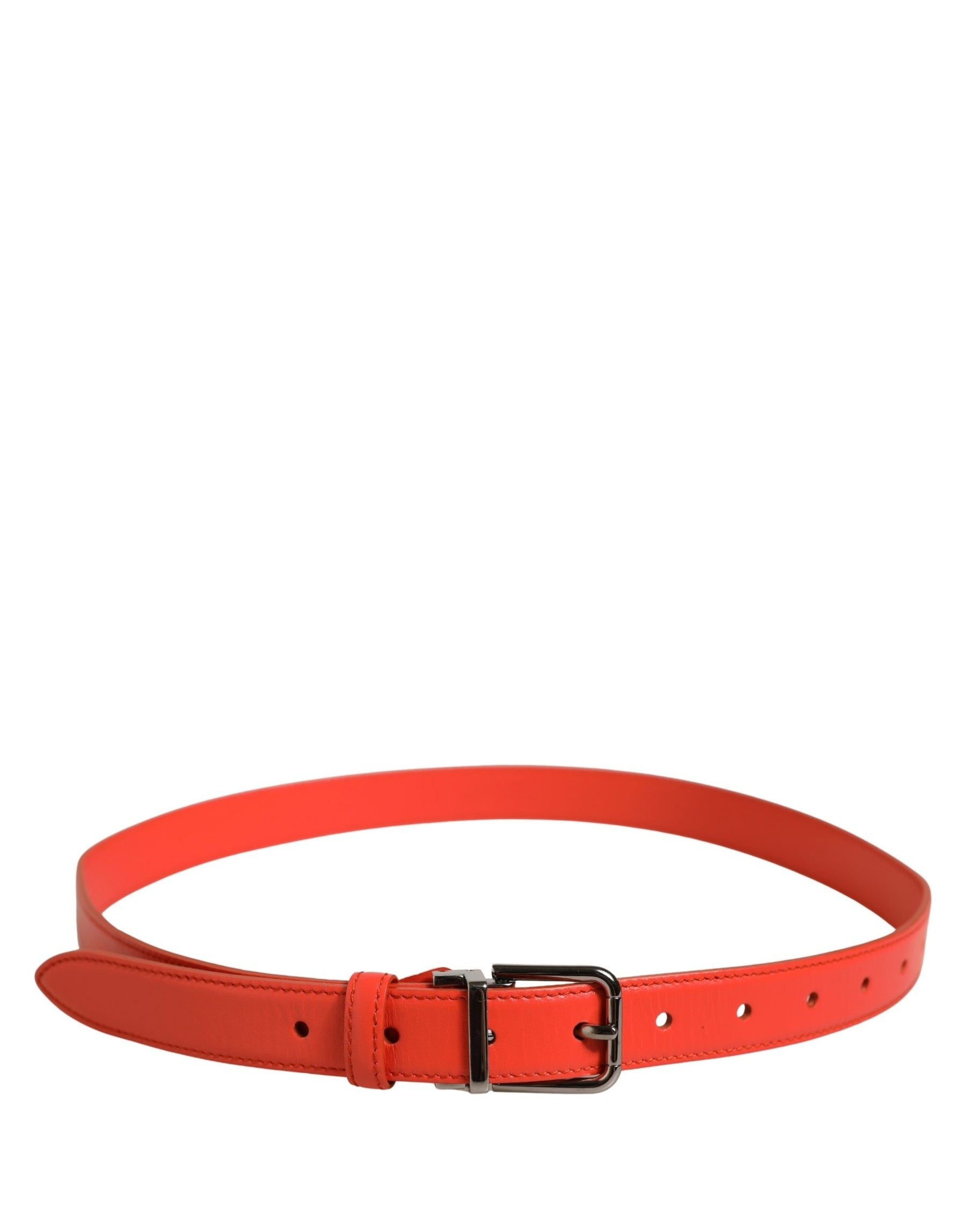 Dolce & Gabbana Red Leather Silver Metal Buckle Cintura Belt | Regal Royce
