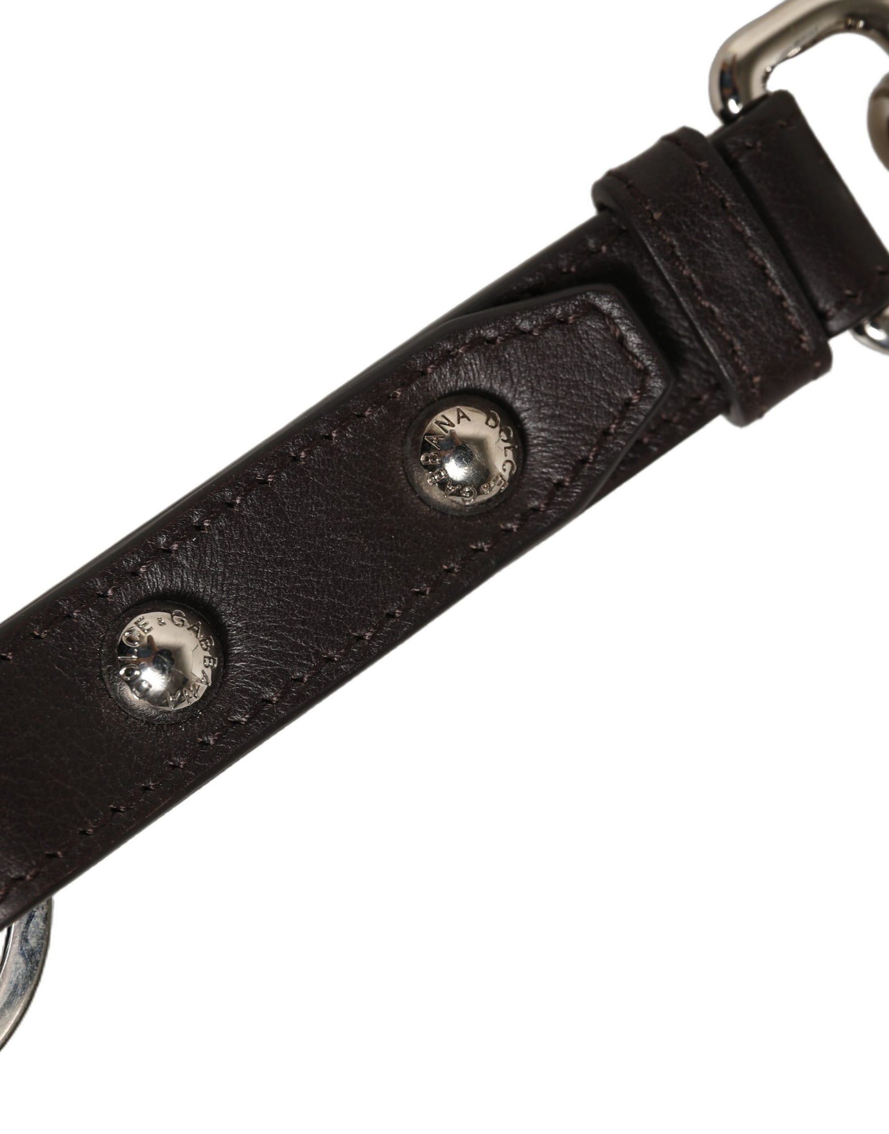 Dolce & Gabbana Black Plain Leather Silver Brass Keyring Holder Keychain | Regal Royce