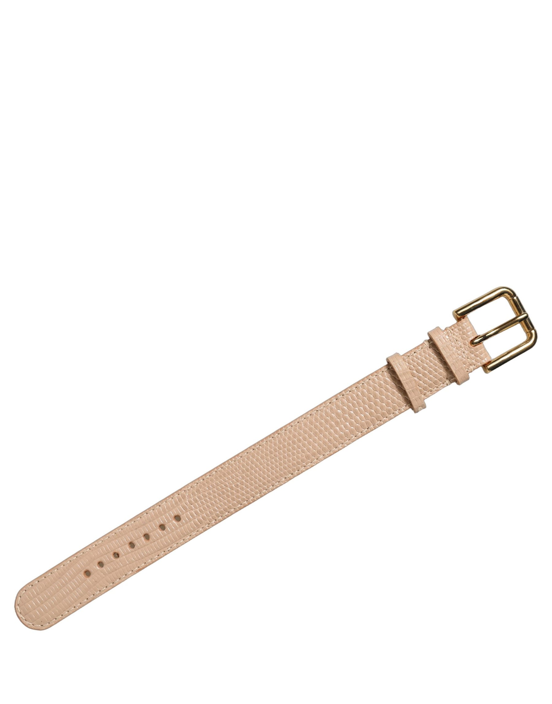 Dolce & Gabbana Beige Textured Leather Gold Buckle Belt Strap Bracelet | Regal Royce