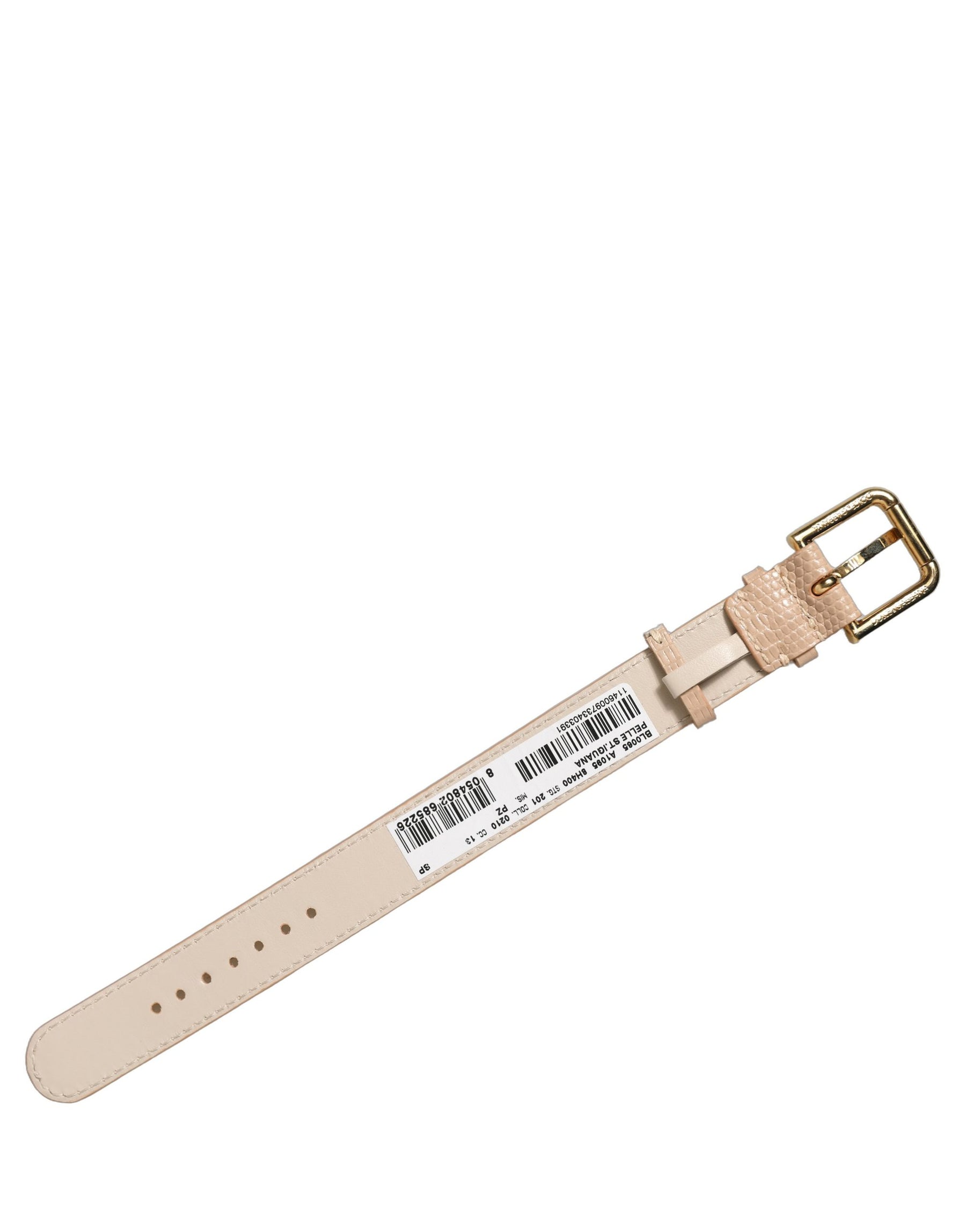Dolce & Gabbana Beige Textured Leather Gold Buckle Belt Strap Bracelet | Regal Royce