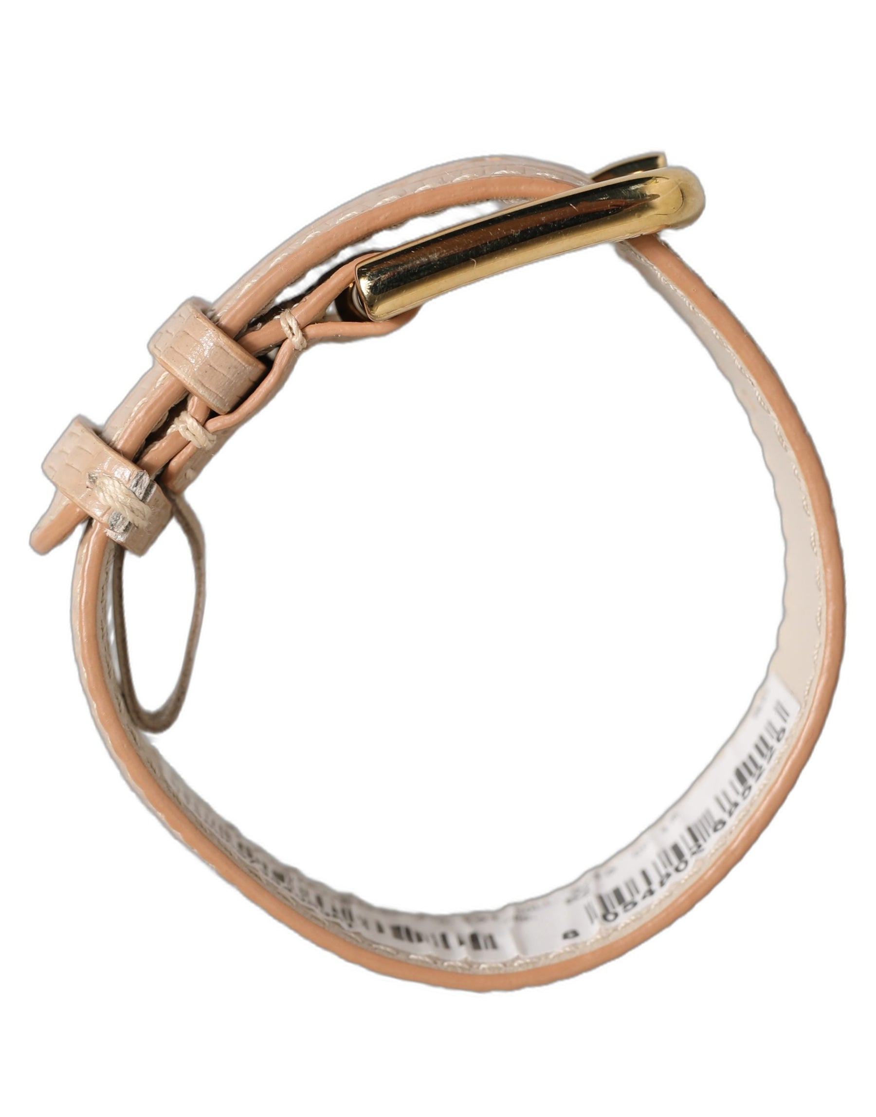 Dolce & Gabbana Beige Textured Leather Gold Buckle Belt Strap Bracelet | Regal Royce