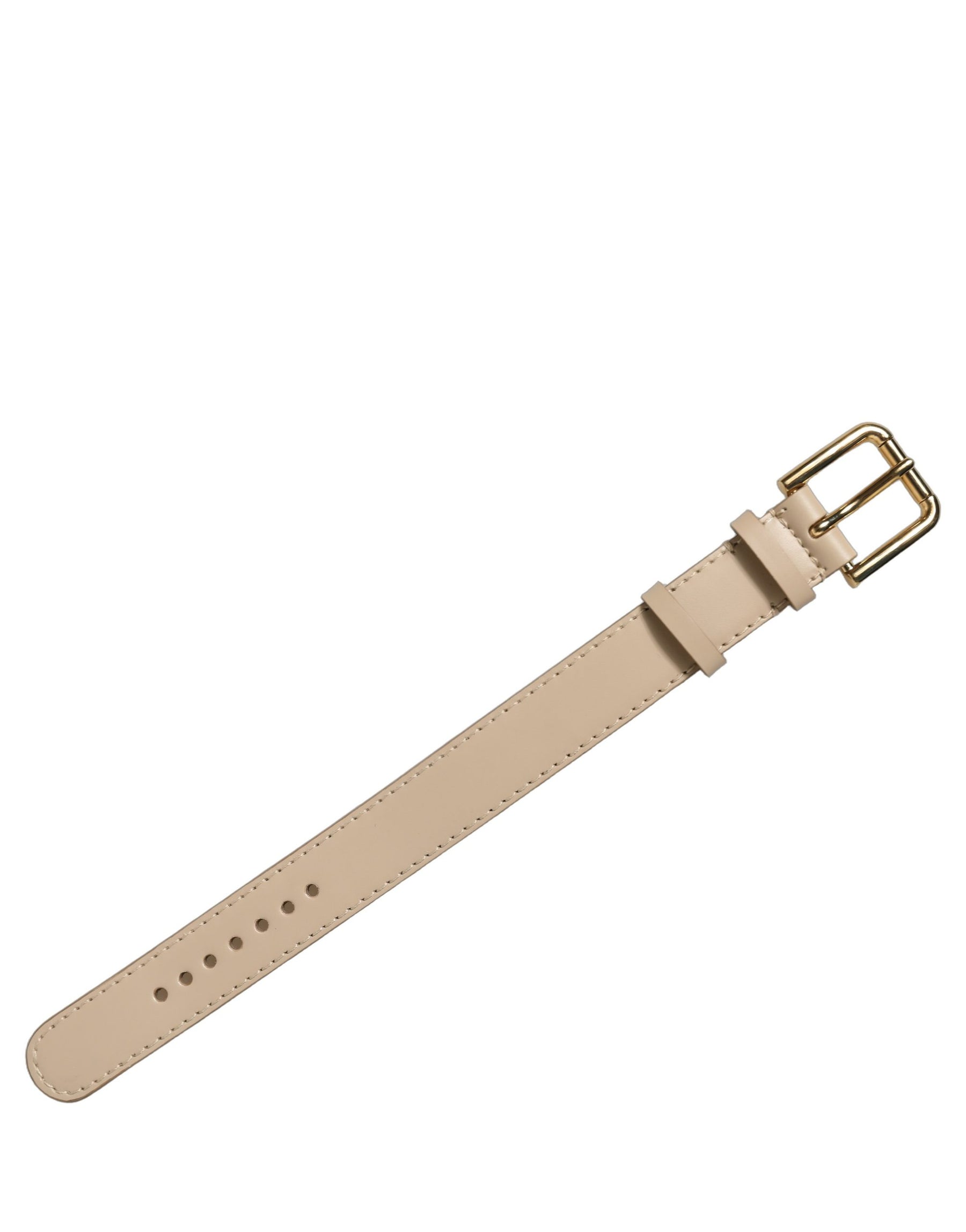 Dolce & Gabbana Beige Calfskin Leather Gold Buckle Belt Strap Bracelet | Regal Royce
