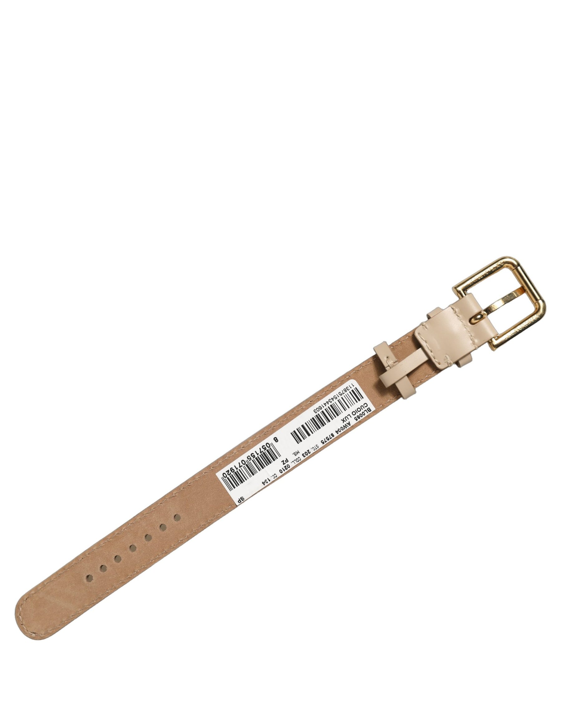 Dolce & Gabbana Beige Calfskin Leather Gold Buckle Belt Strap Bracelet | Regal Royce