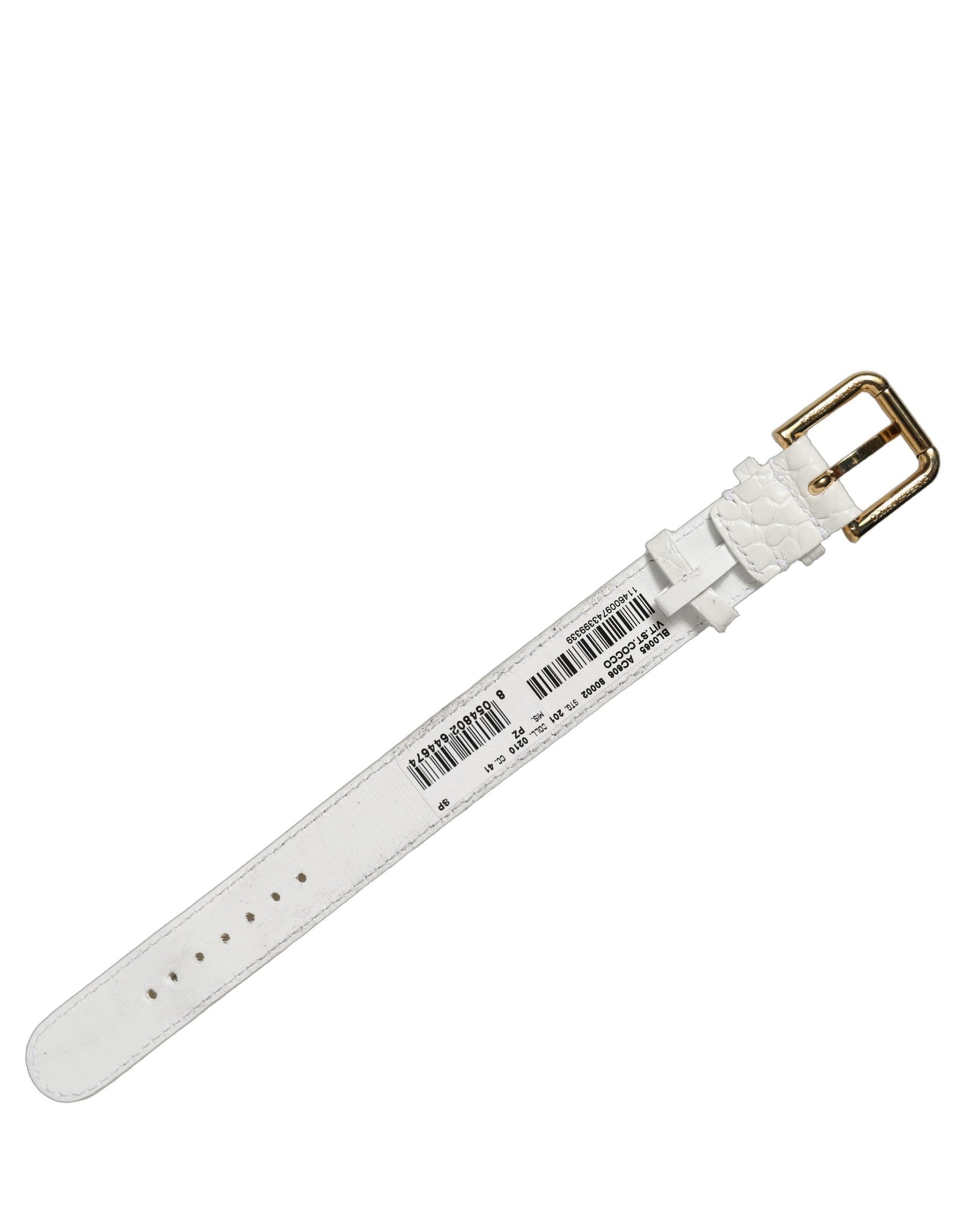 Dolce & Gabbana White Embossed Leather Gold Buckle Belt Strap Bracelet | Regal Royce