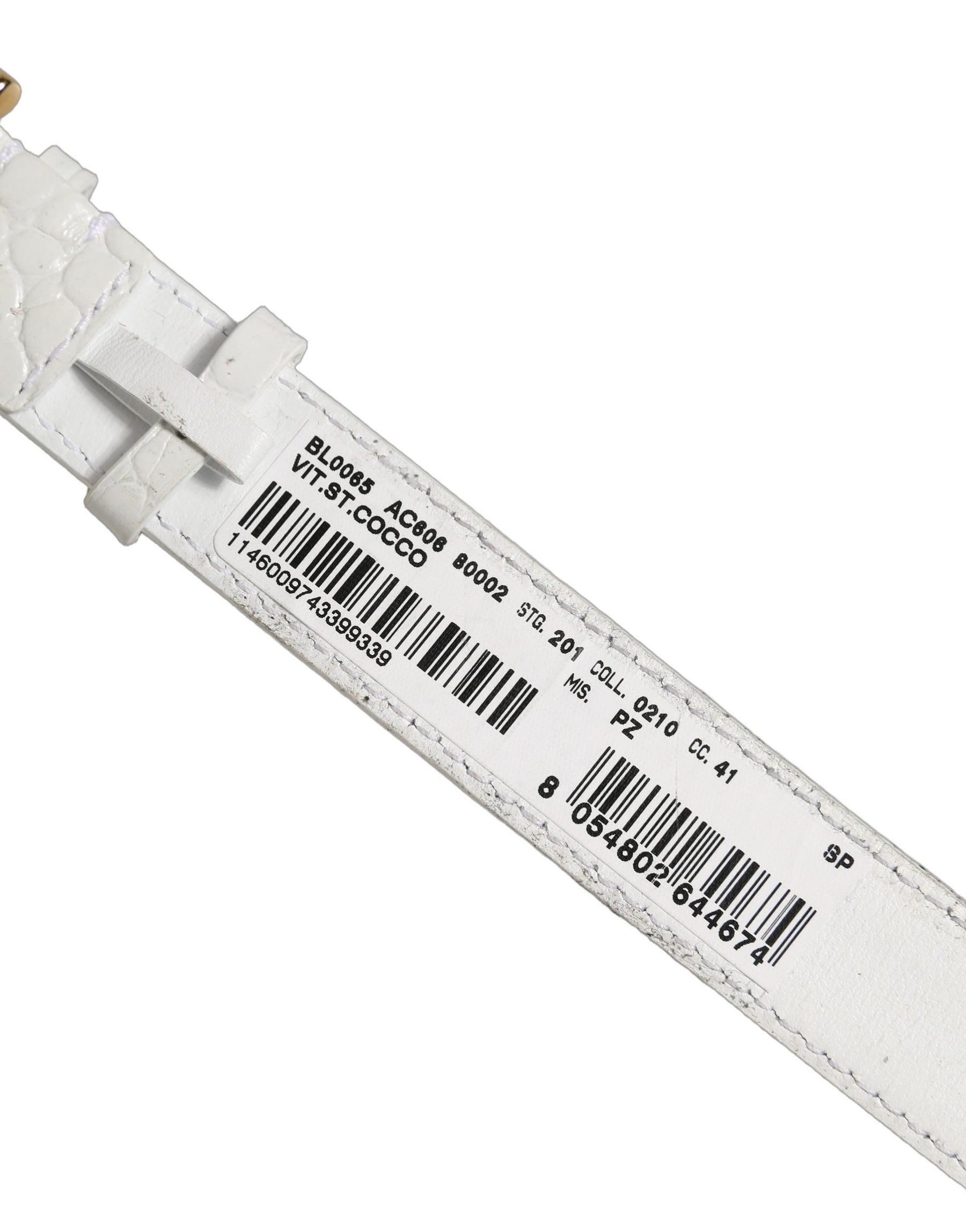 Dolce & Gabbana White Embossed Leather Gold Buckle Belt Strap Bracelet | Regal Royce
