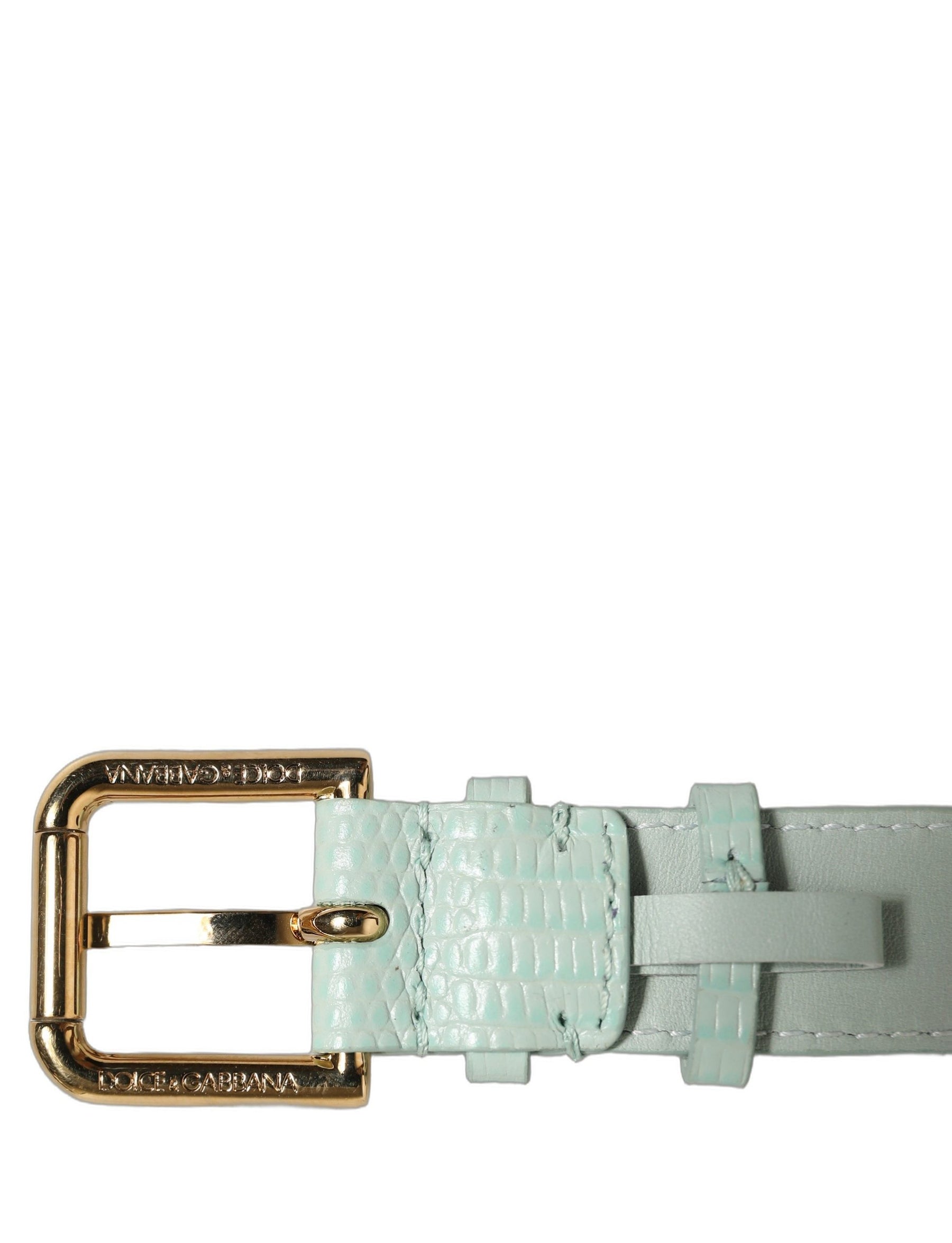 Dolce & Gabbana Green Textured Leather Gold Buckle Belt Strap Bracelet | Regal Royce