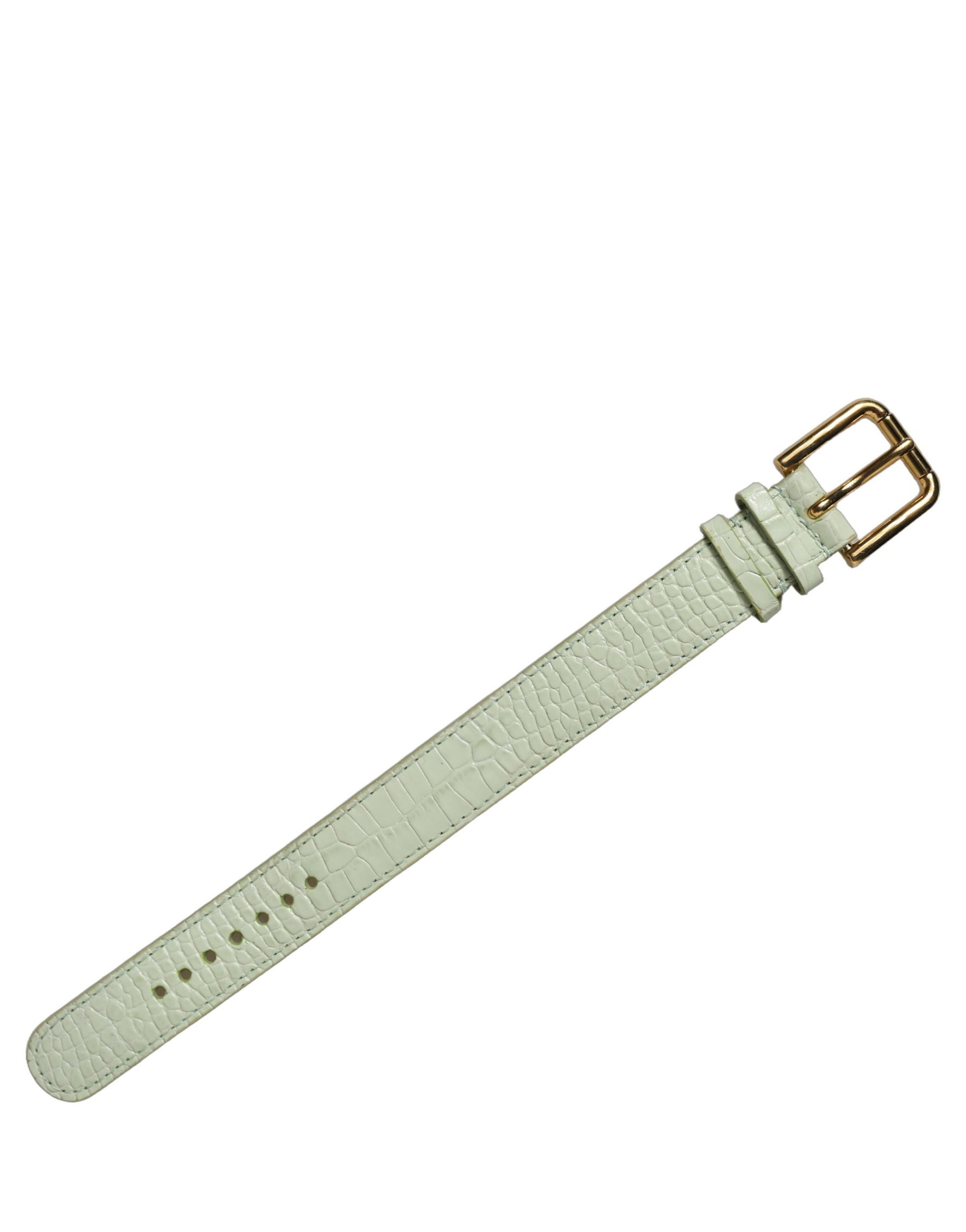 Dolce & Gabbana Green Embossed Leather Gold Buckle Belt Strap Bracelet | Regal Royce